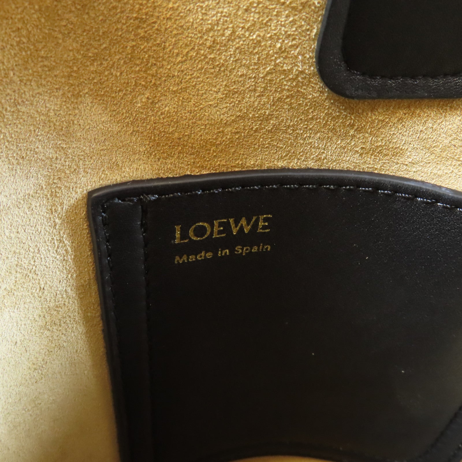LOEWE 牛皮皮革Mini Pebble Bucket bag金扣手挽肩背兩用袋黑色