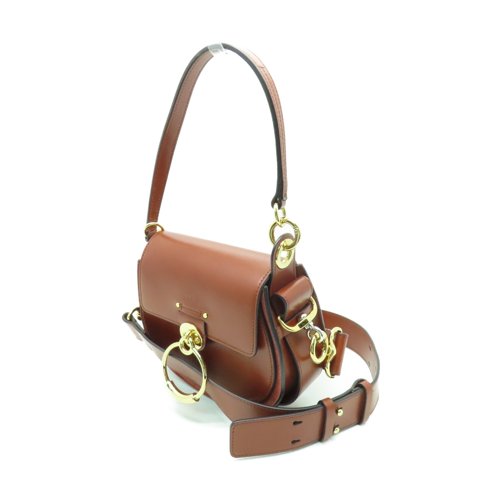 Chloe 牛皮皮革2 Way Shoulder金扣手挽肩背兩用袋棕色