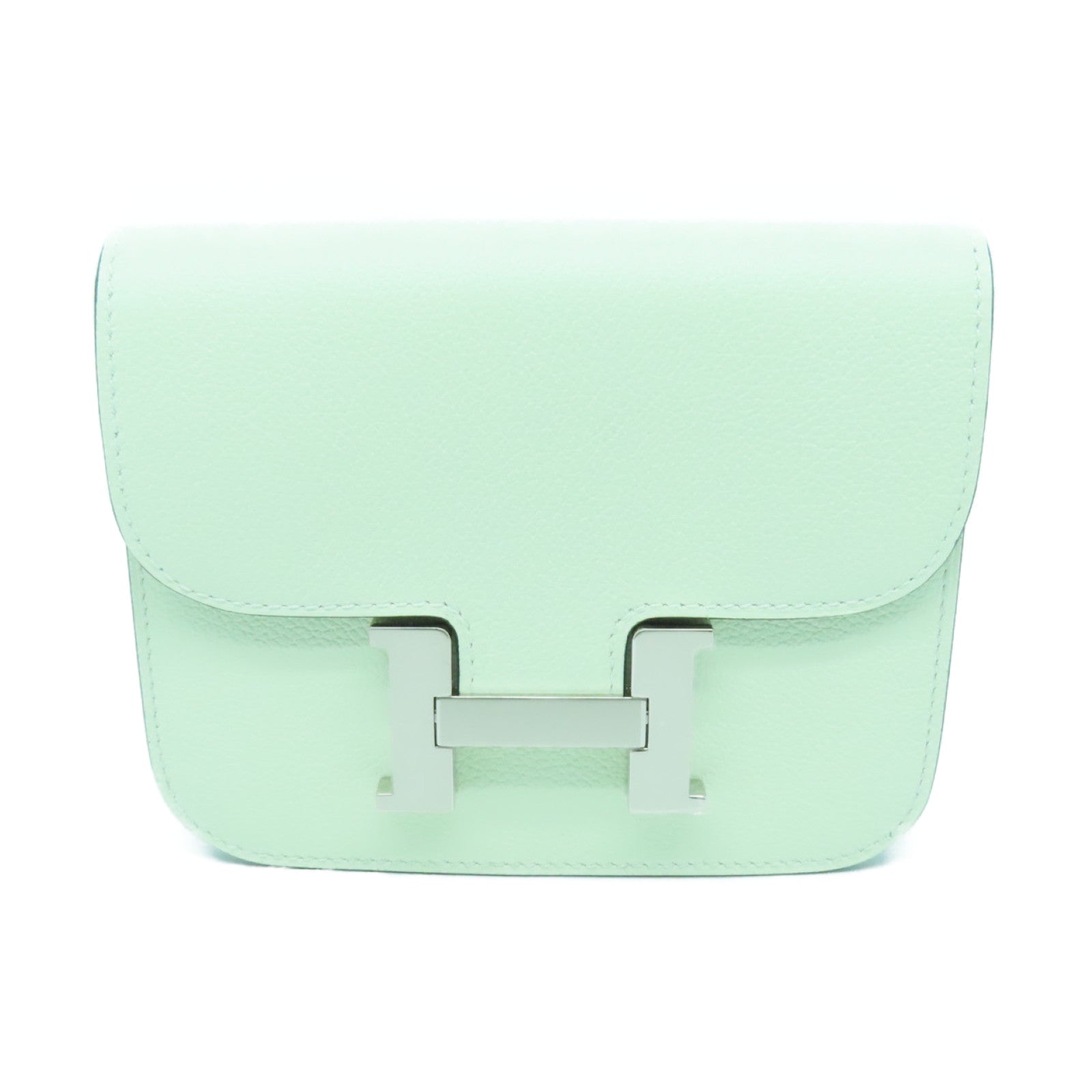 HERMES Evercolour皮革Constance Slim银扣腰包Vert Fizz绿色