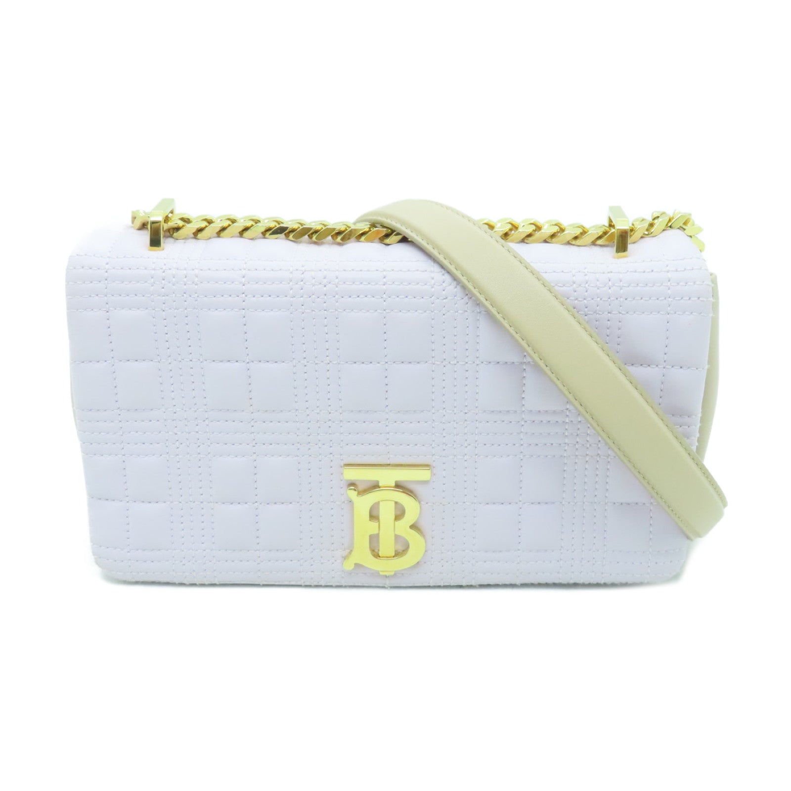 BURBERRY Sheepskin Leather Small Lola Bag Gold Buckle Purple/Beige