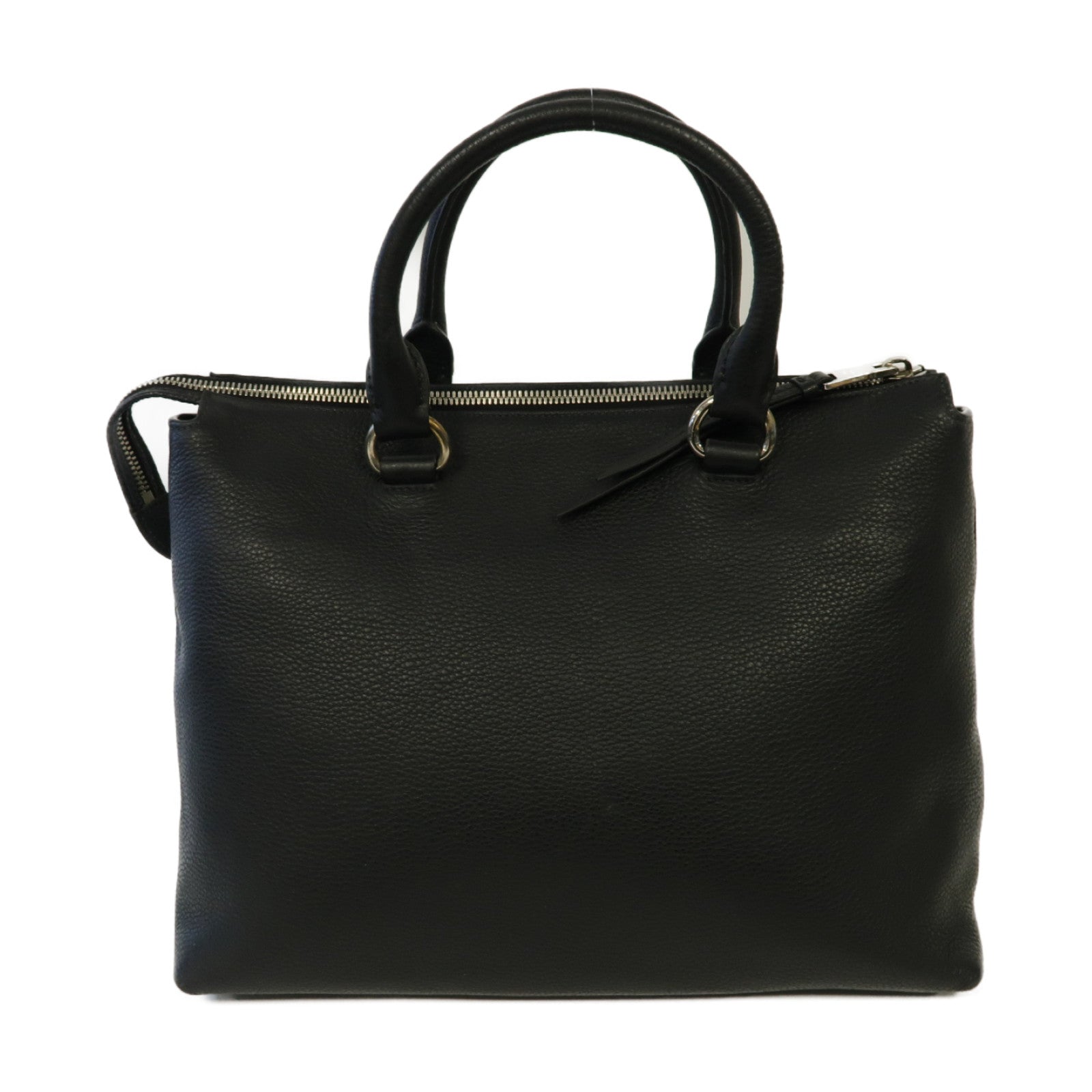 PRADA 牛皮皮革2 Way Shoulder銀扣手挽肩背兩用袋黑色
