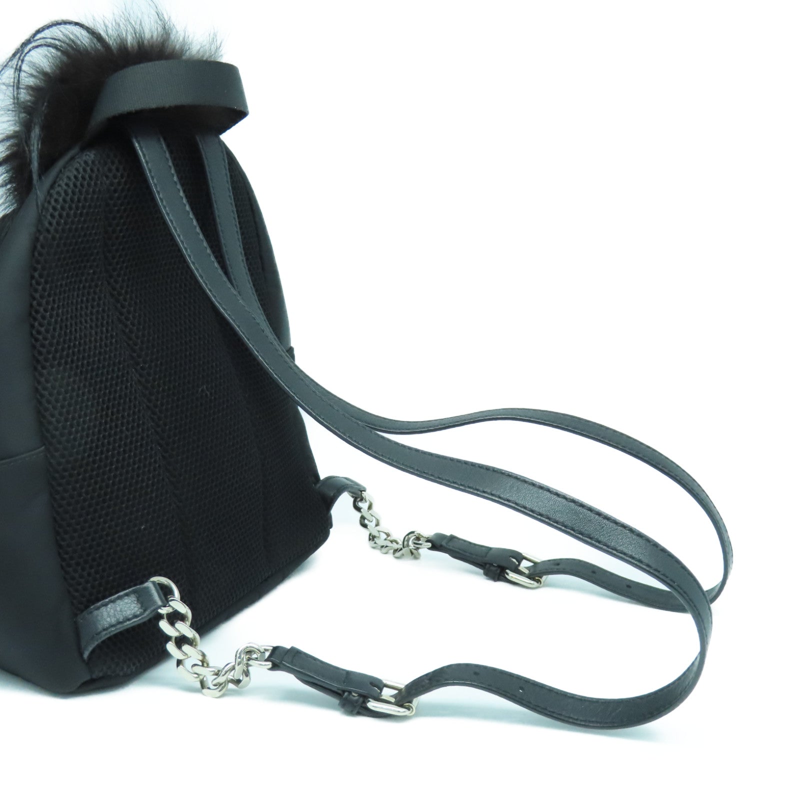 FENDI 尼龍Backpack銀扣背包黑色