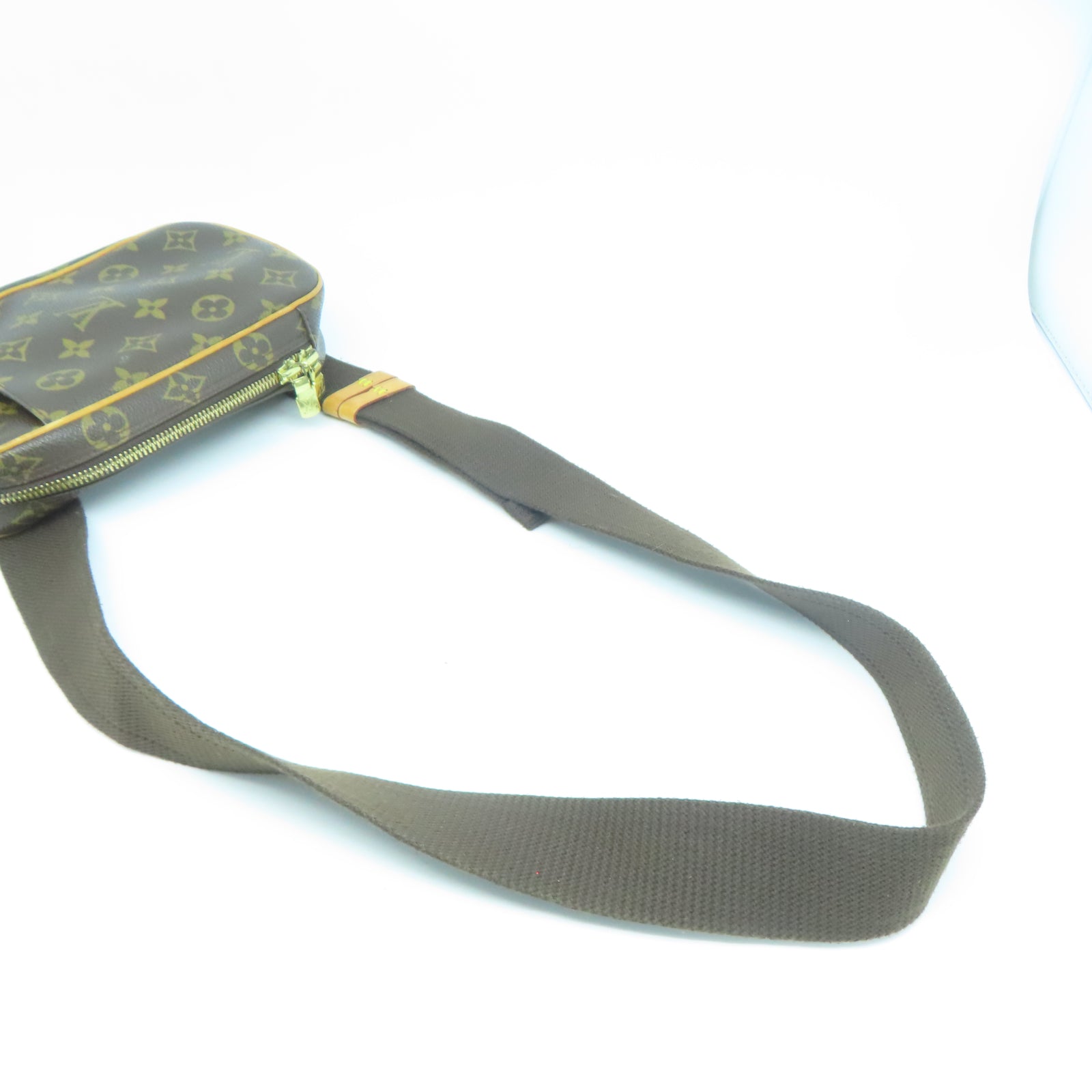 LOUIS VUITTON Monogram Pochette Gange金扣胸包棕色