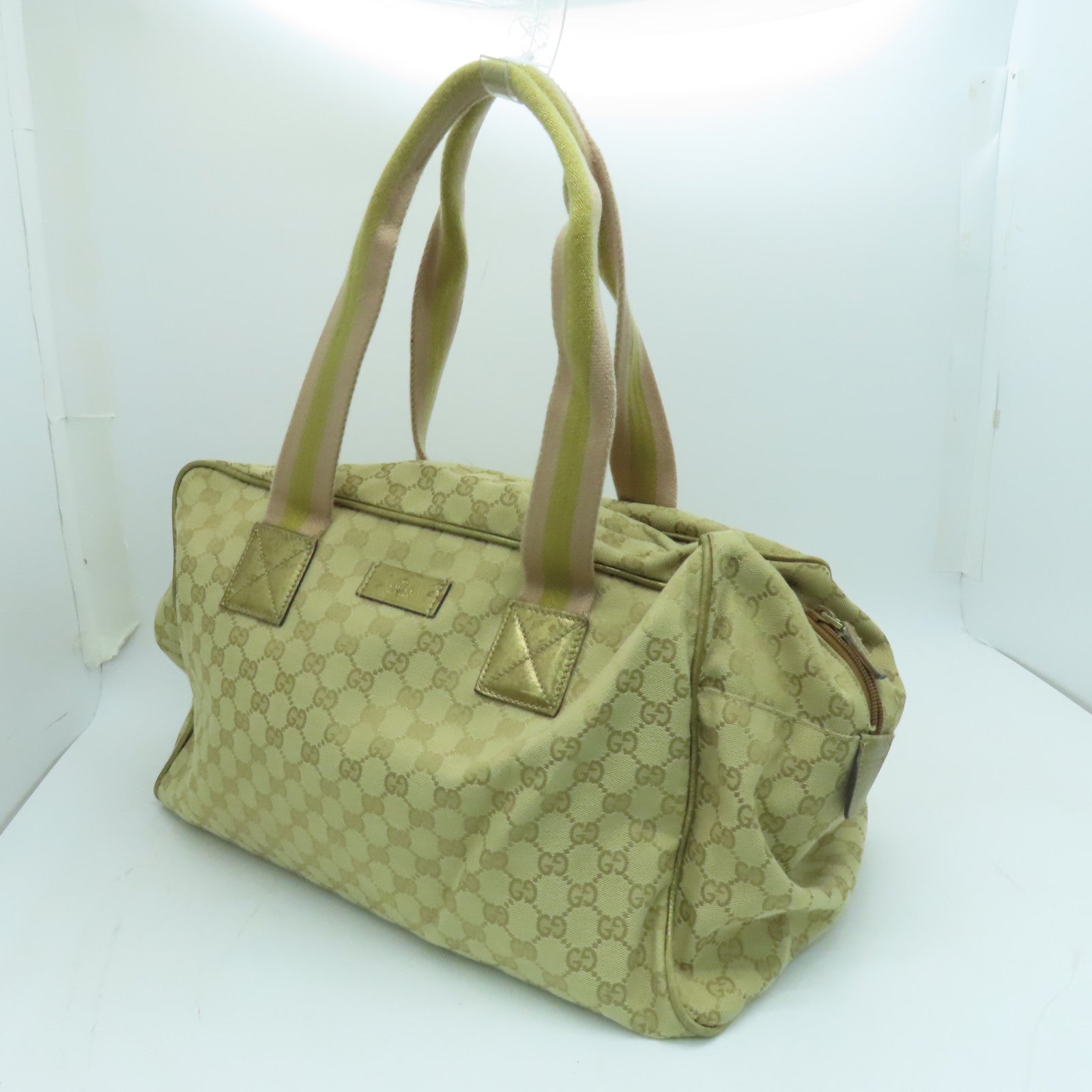 GUCCI 帆布Travelling Bag旅行袋金色/米色