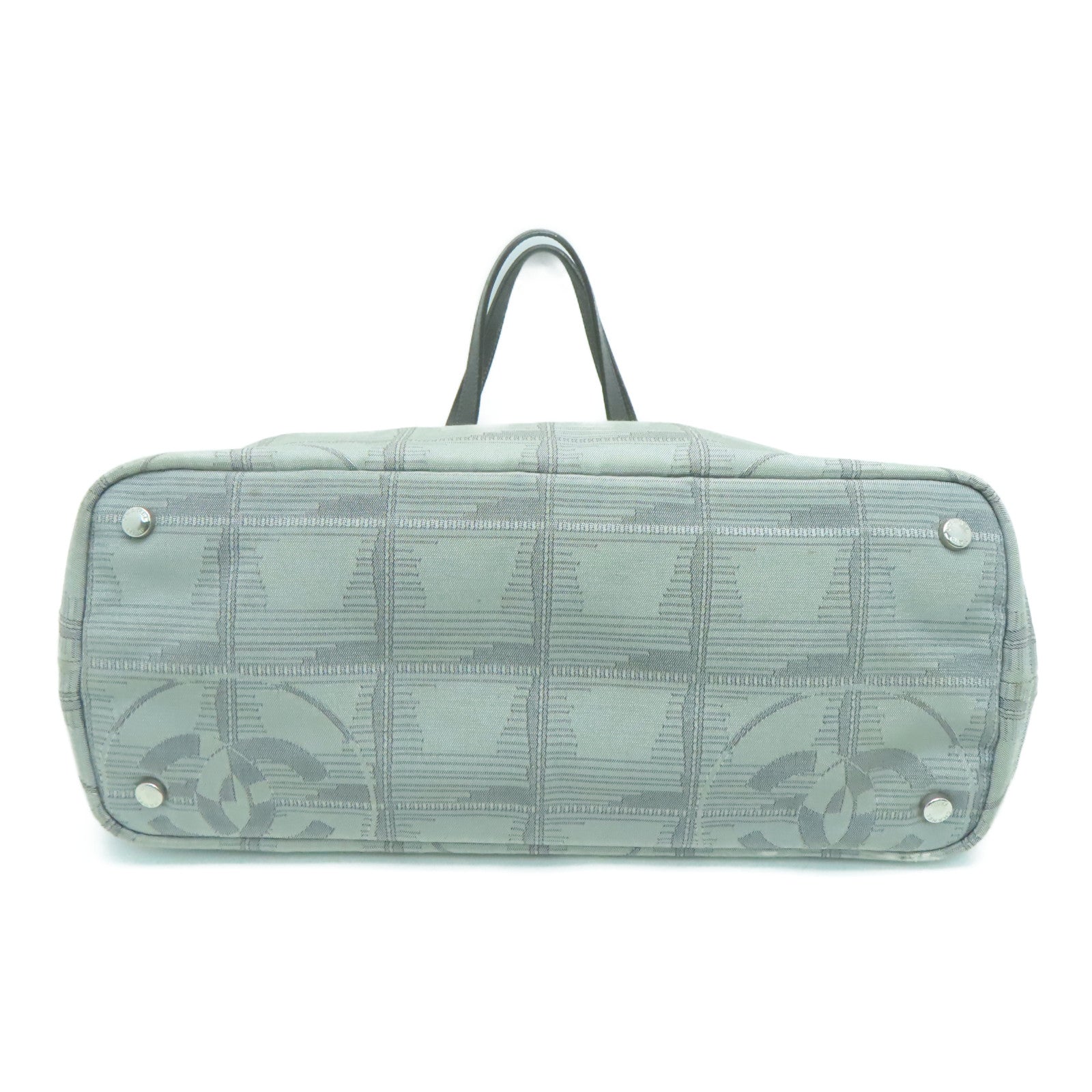 CHANEL Nylon New Travel Line Silver Buckle Hand Bag / Shoulder Bag Gray