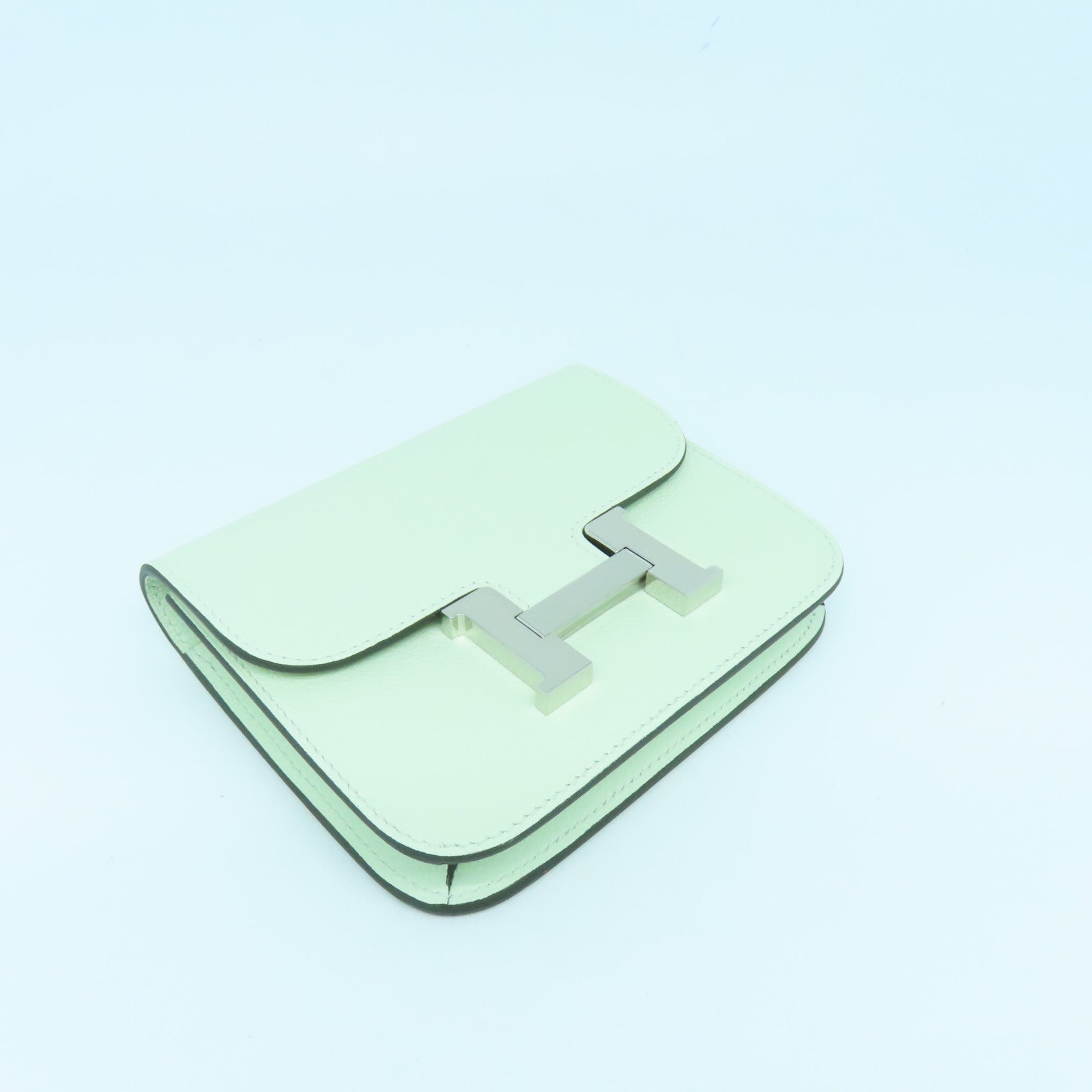 HERMES Evercolour皮革Constance Slim银扣腰包Vert Fizz绿色