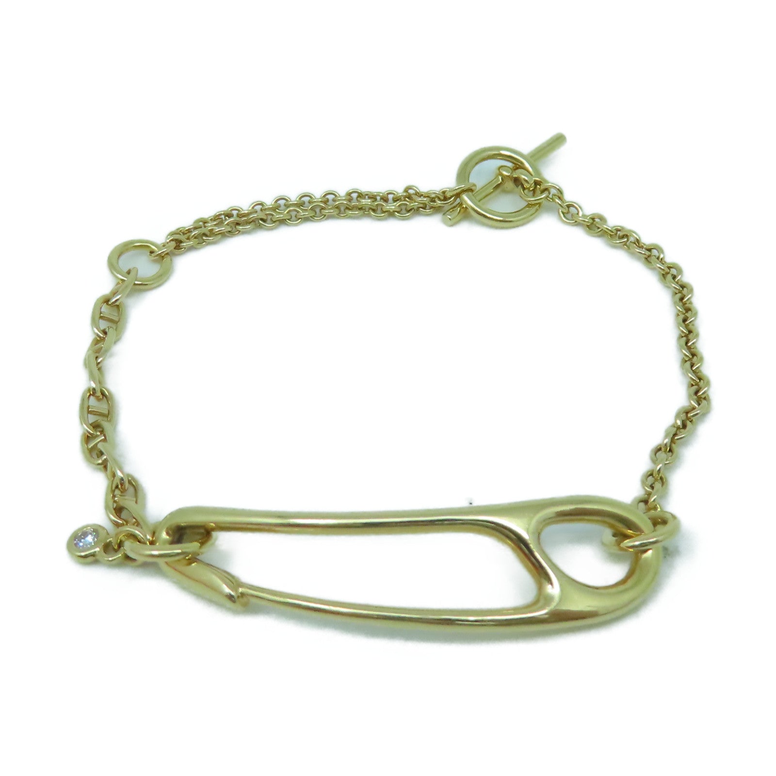 HERMES 18K玫瑰金Chaine D'Ancre Punk 0.03ct鑽石手鏈金色