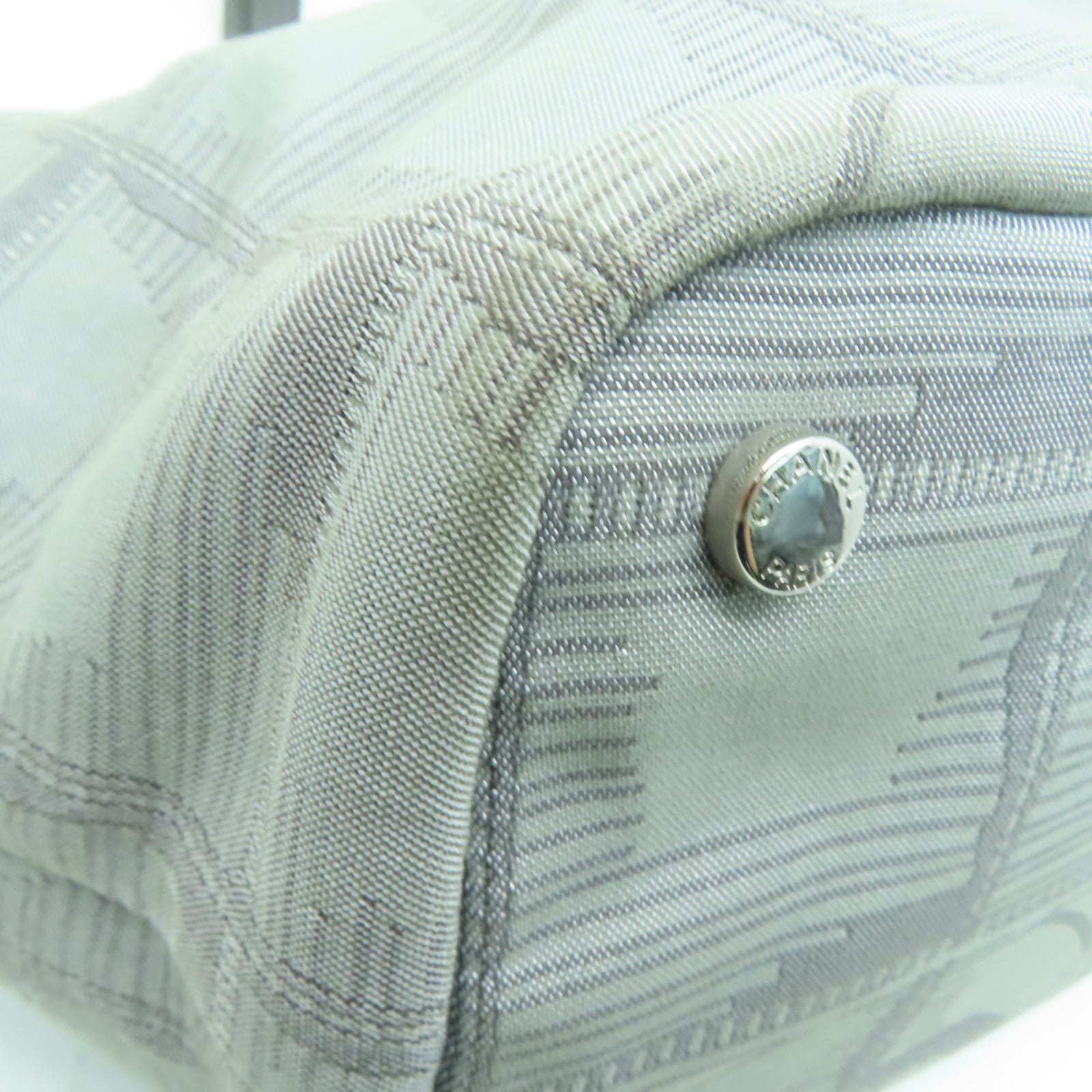 CHANEL Nylon New Travel Line Silver Buckle Hand Bag / Shoulder Bag Gray