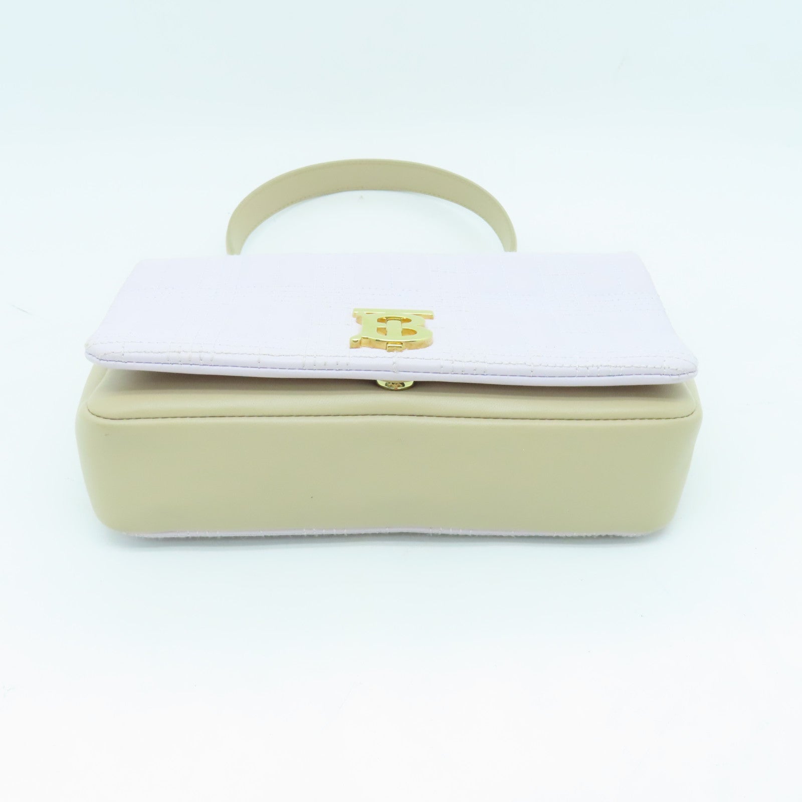 BURBERRY Sheepskin Leather Small Lola Bag Gold Buckle Purple/Beige