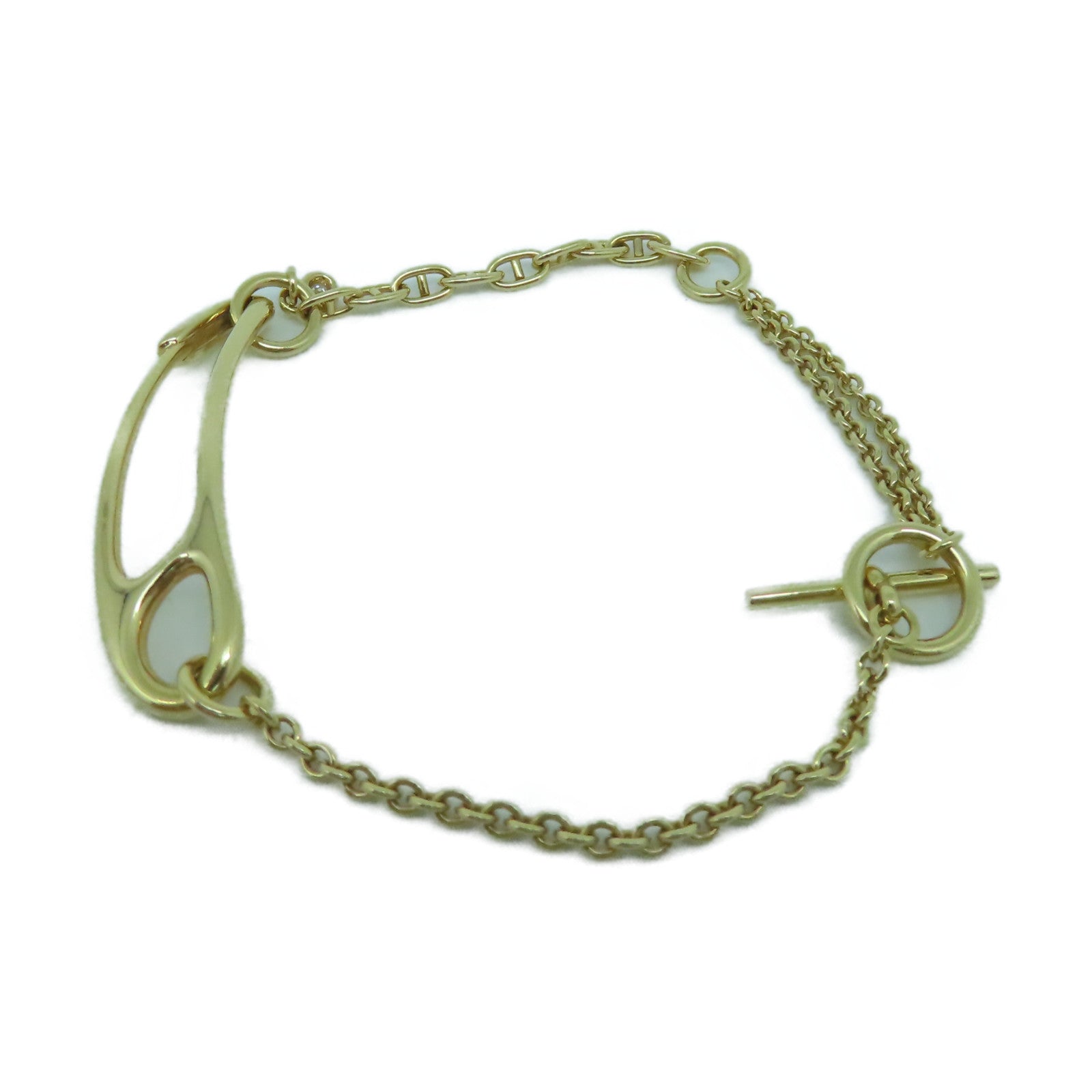 HERMES 18K玫瑰金Chaine D'Ancre Punk 0.03ct鑽石手鏈金色