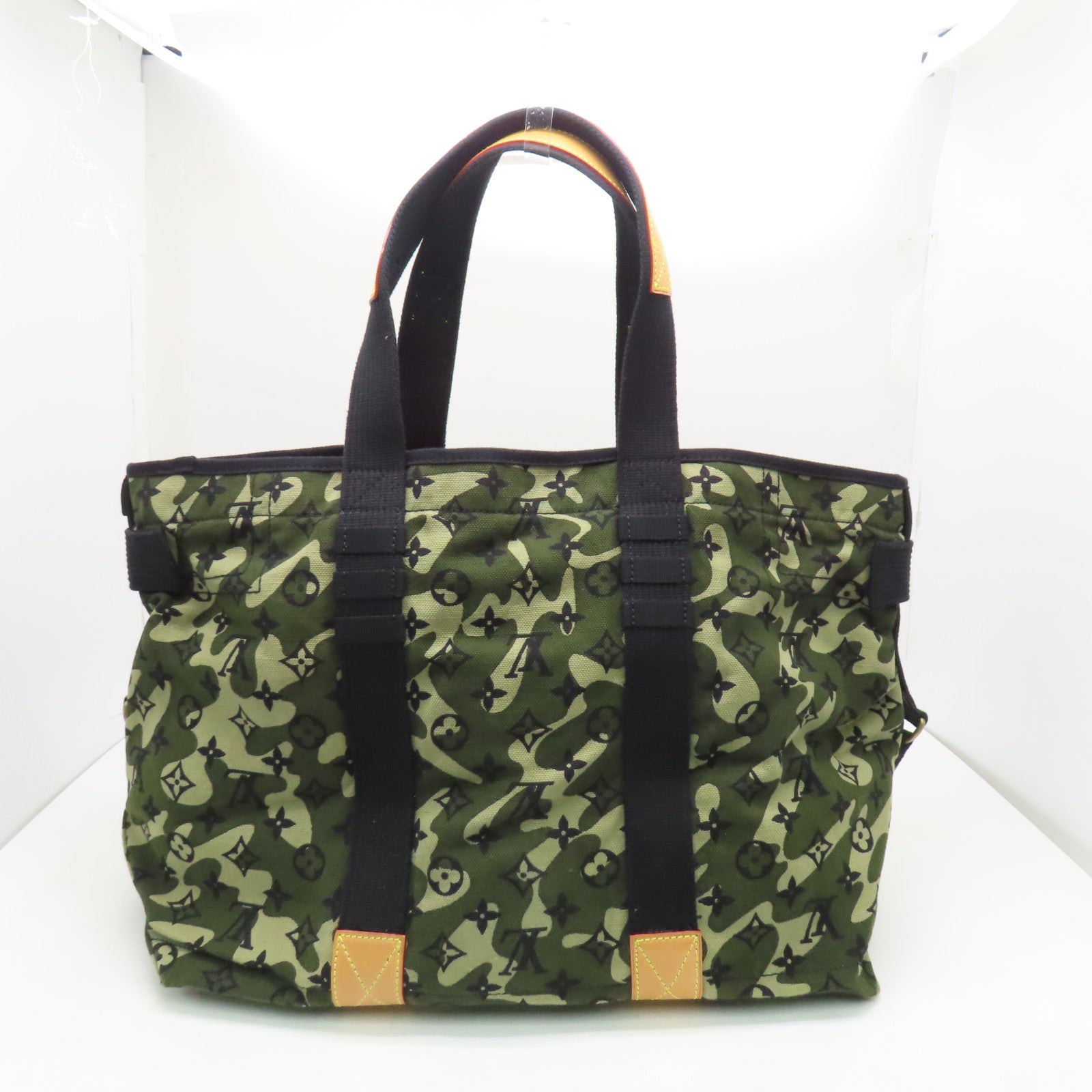 LOUIS VUITTON Monogramouflage Tray金扣肩背袋綠色/米色