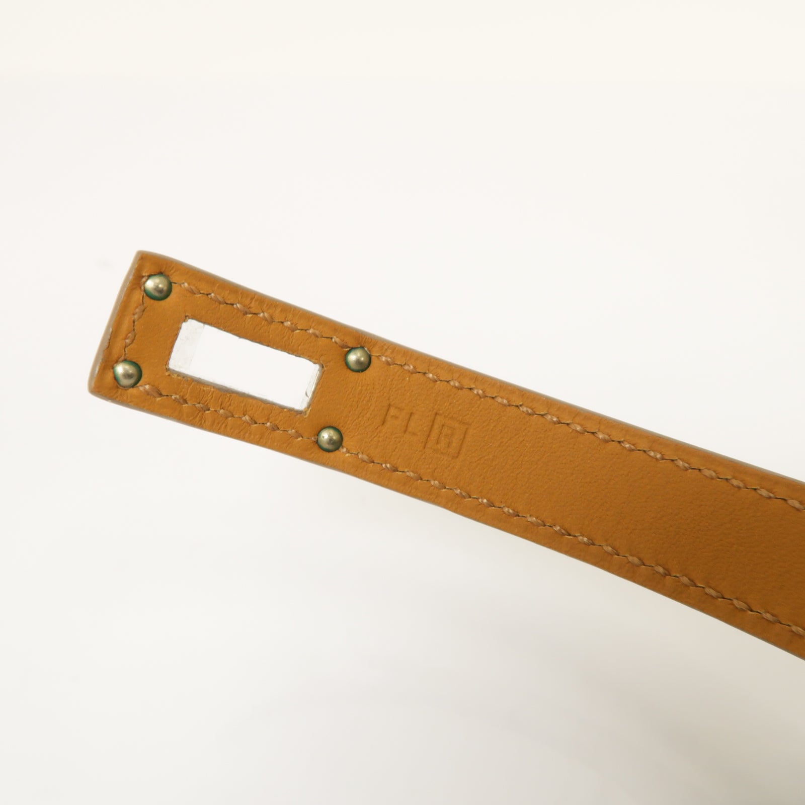 HERMES Swift皮革Kelly Double Tour銀扣手鐲米色