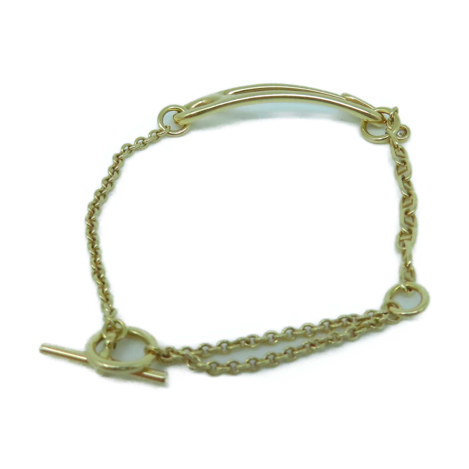 HERMES 18K玫瑰金Chaine D'Ancre Punk 0.03ct鑽石手鏈金色