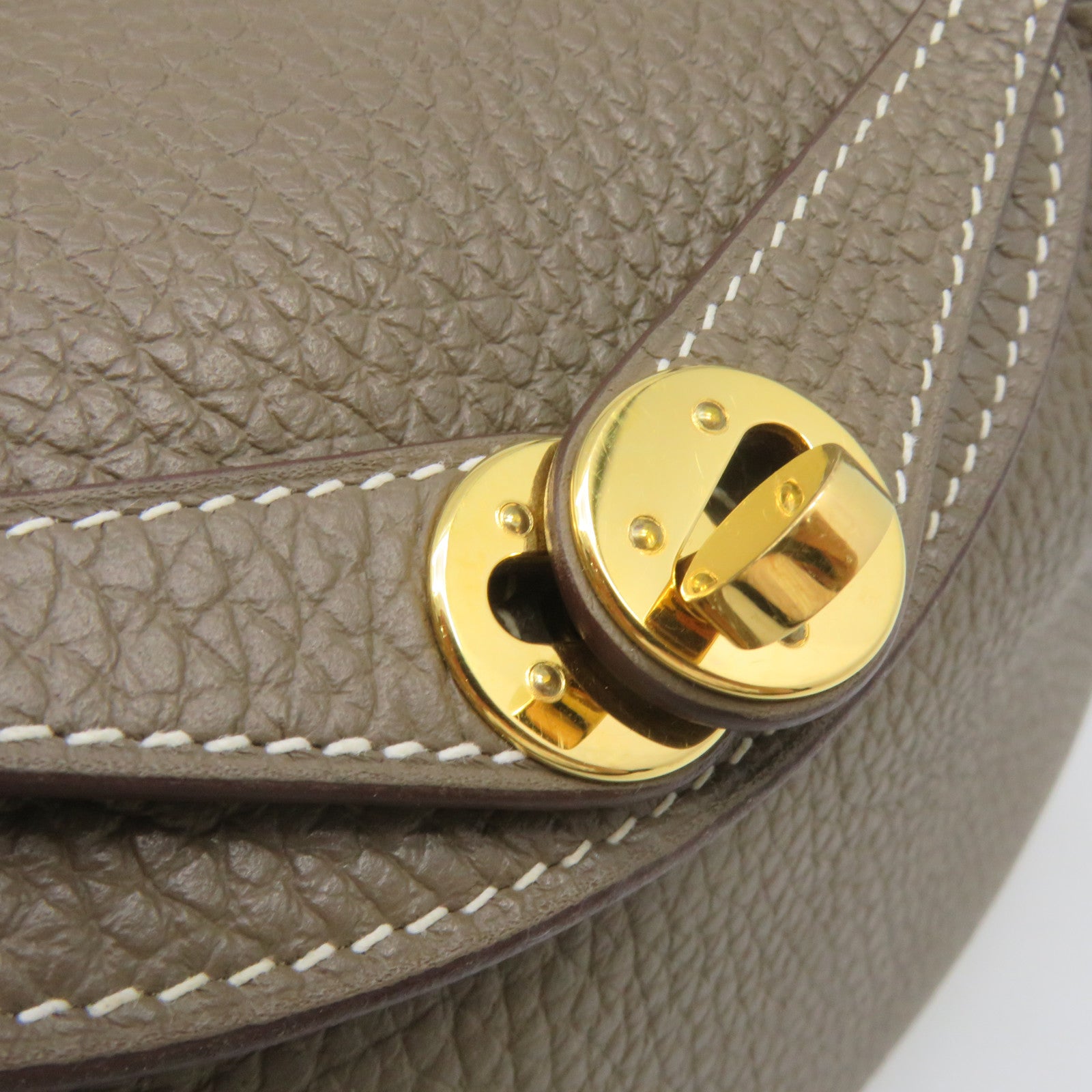 HERMES Clemence皮革Mini Lindy Shoulder Bag金扣肩背袋toupe啡色