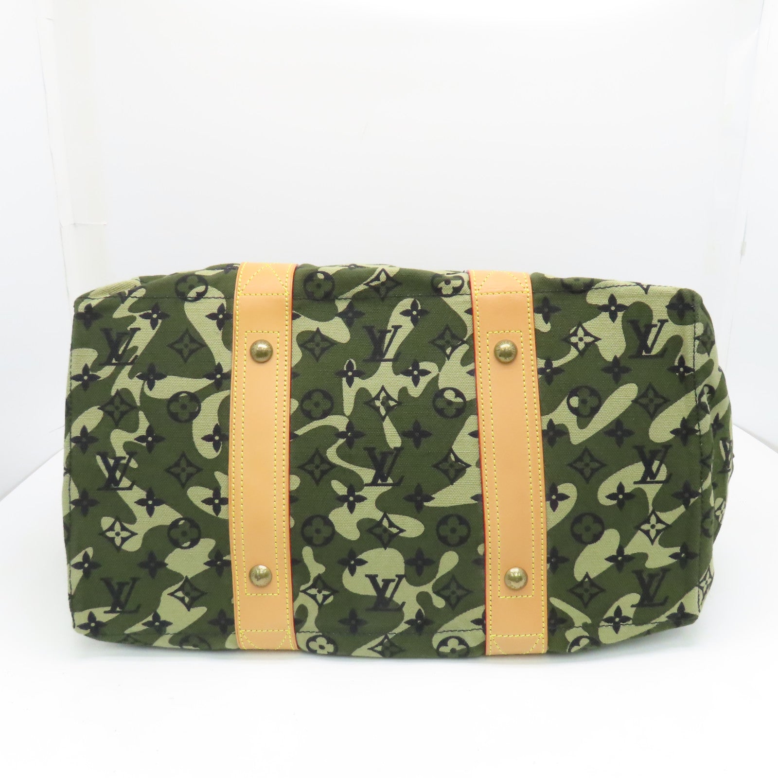 LOUIS VUITTON Monogramouflage Tray金扣肩背袋綠色/米色