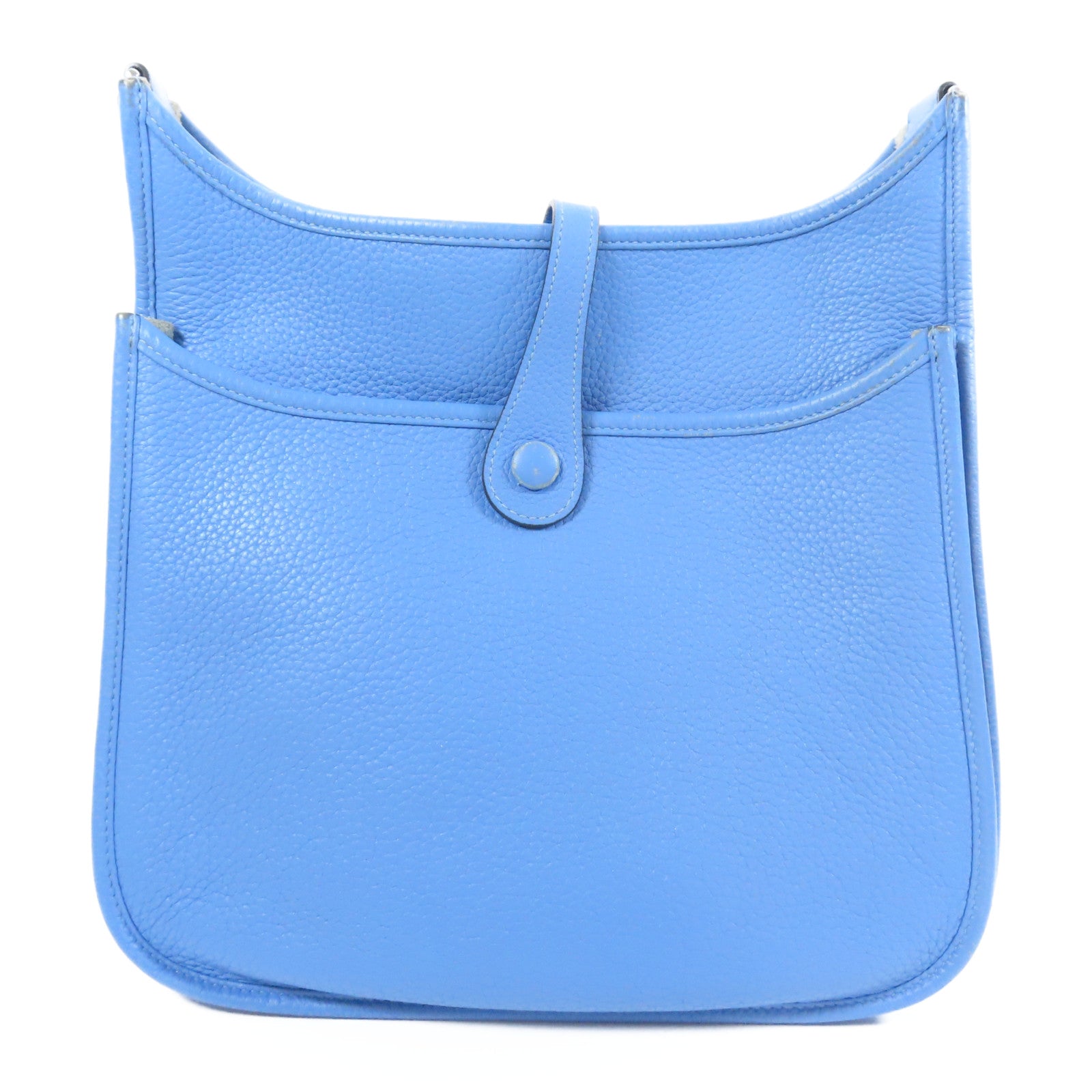 HERMES Clemence皮革Evelyne PM銀扣肩背袋藍色