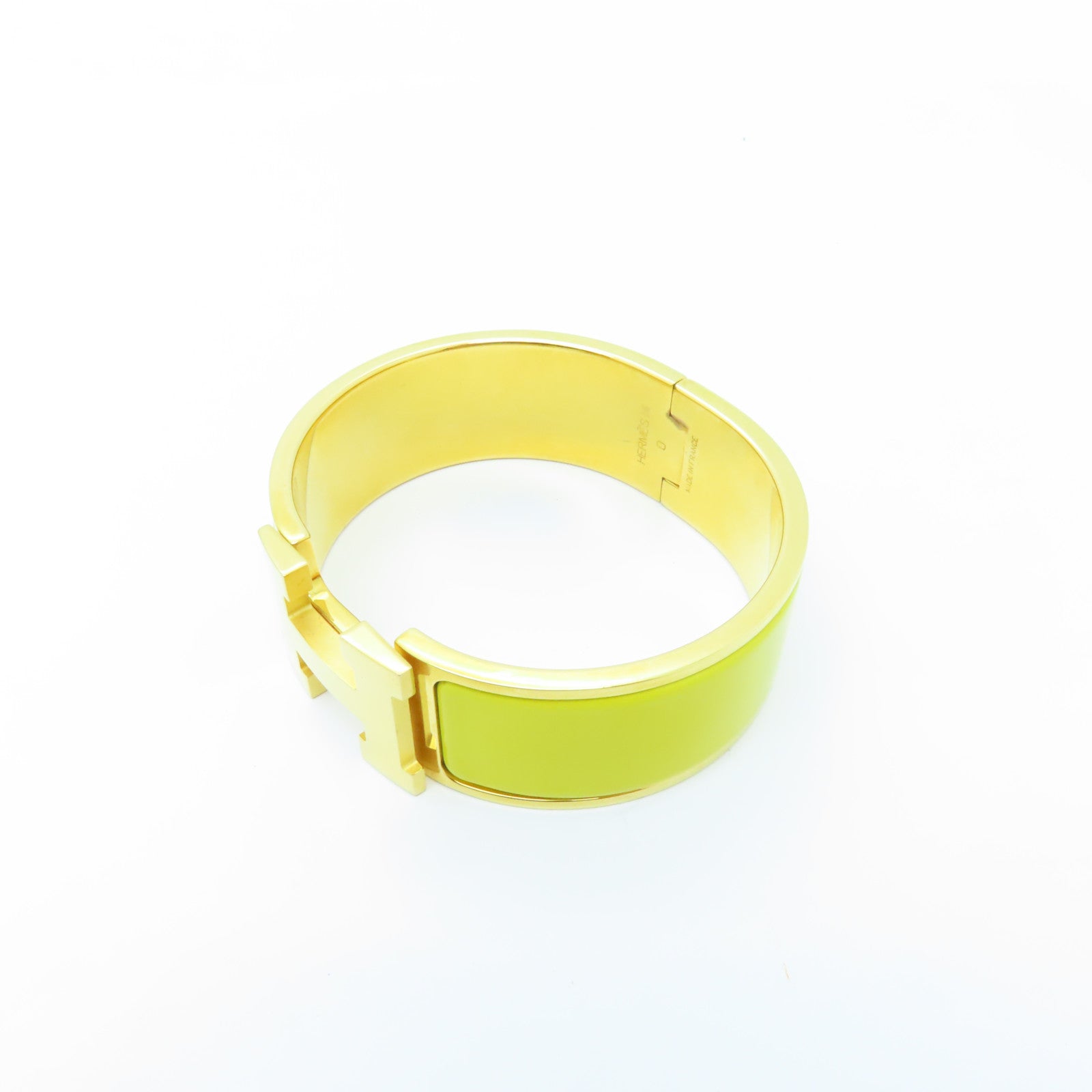 HERMES 金屬Clic-Clac GM金扣手鐲黃色