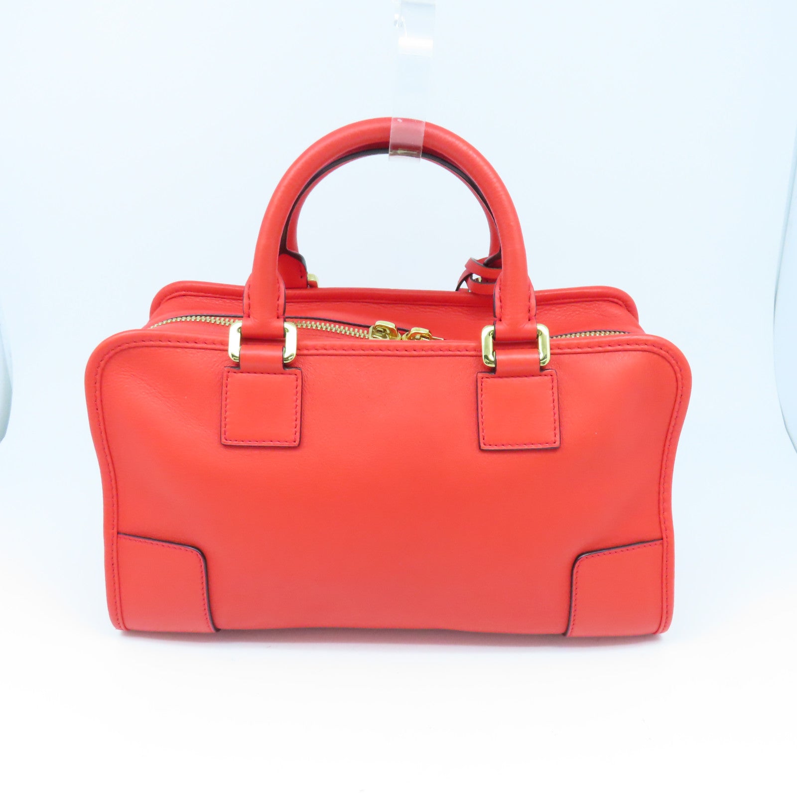 LOEWE cowhide leather Amazona 28 gold buckle handle shoulder bag red