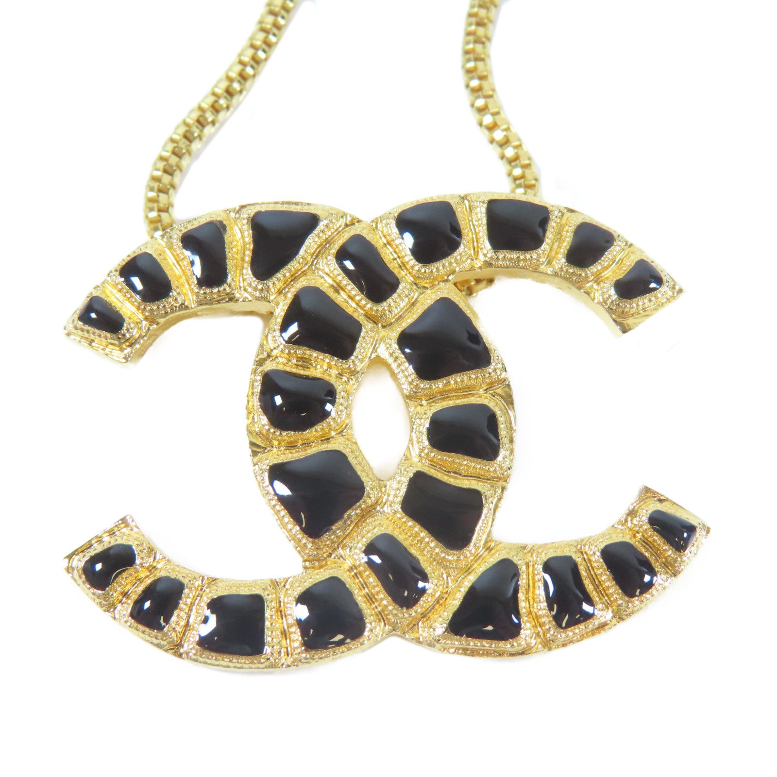 CHANEL 金屬Necklace項鍊金色/黑色