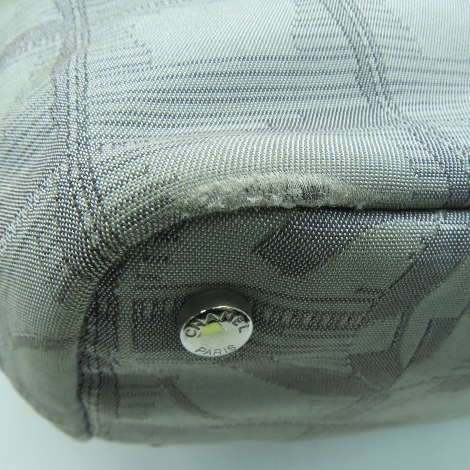 CHANEL Nylon New Travel Line Silver Buckle Hand Bag / Shoulder Bag Gray