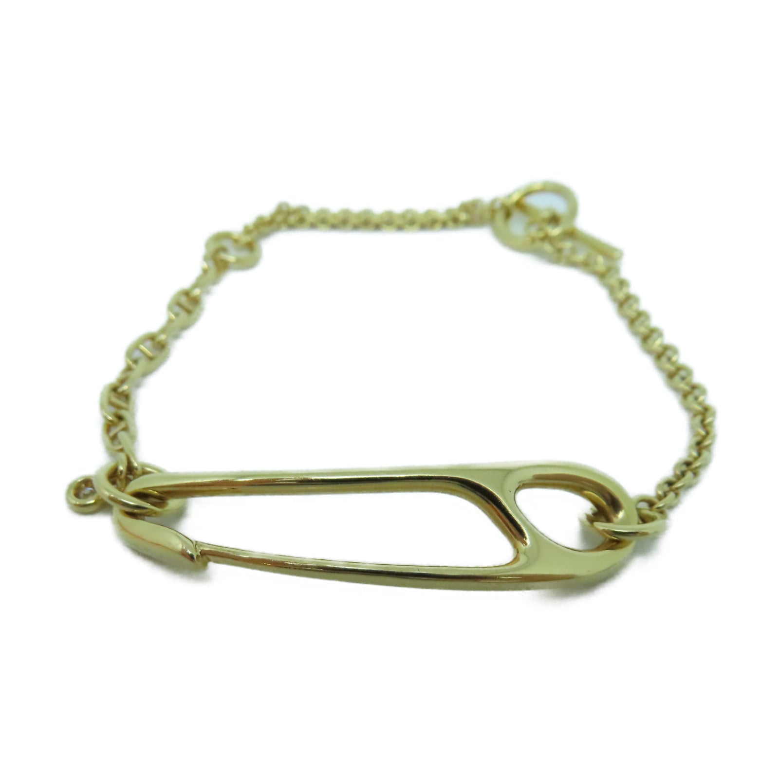 HERMES 18K玫瑰金Chaine D'Ancre Punk 0.03ct鑽石手鏈金色