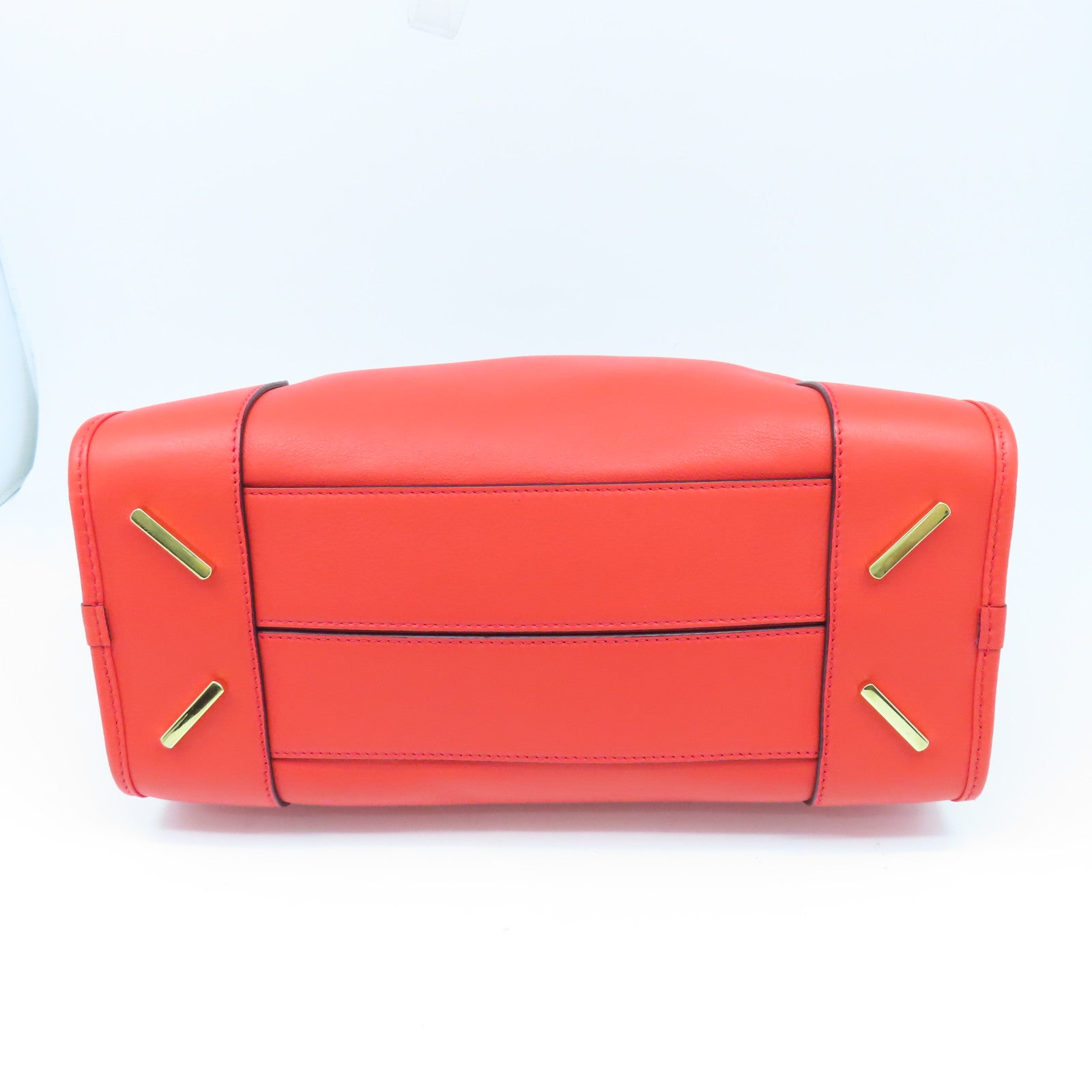 LOEWE cowhide leather Amazona 28 gold buckle handle shoulder bag red
