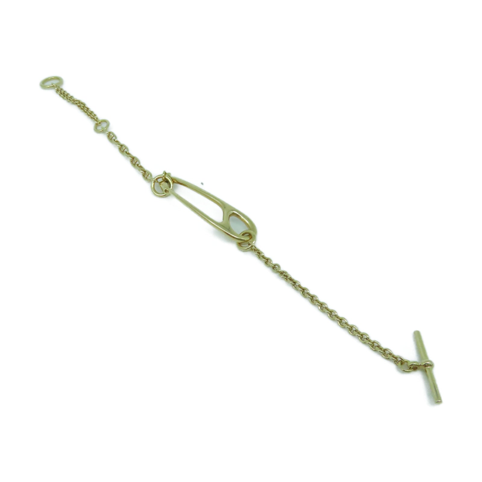 HERMES 18K玫瑰金Chaine D'Ancre Punk 0.03ct鑽石手鏈金色