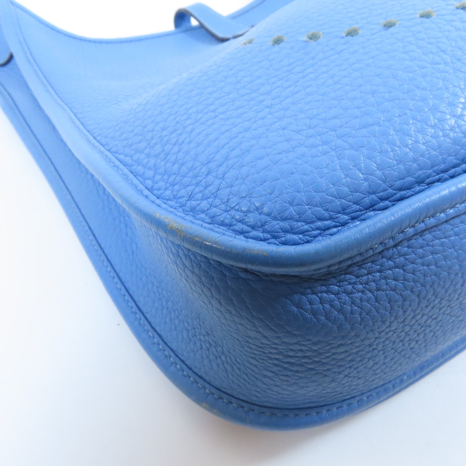 HERMES Clemence皮革Evelyne PM銀扣肩背袋藍色