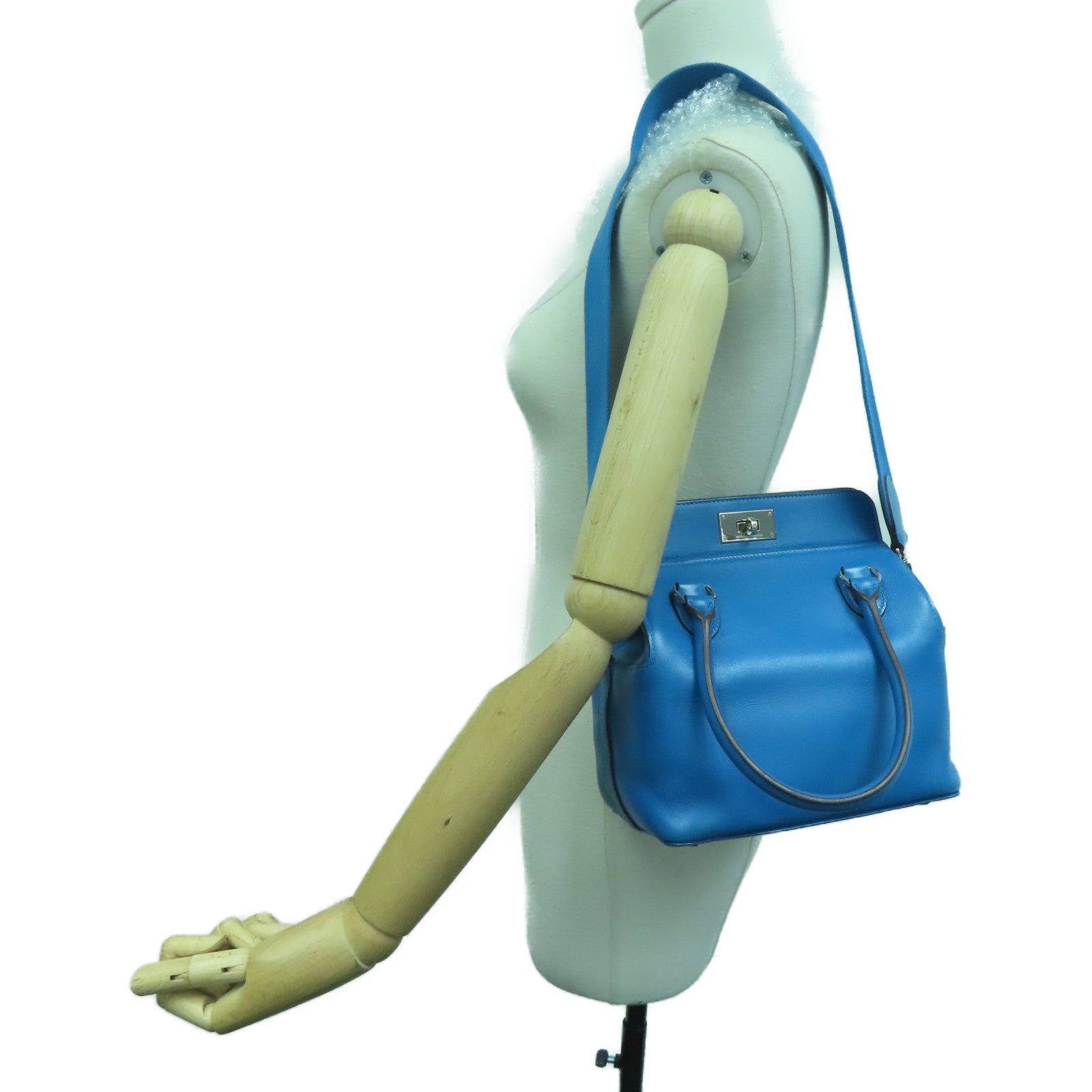 HERMES [Sharp Discount] Swift Leather Toolbox 26 Silver Buckle Handle Shoulder Backpack Duck Blue/Colvert