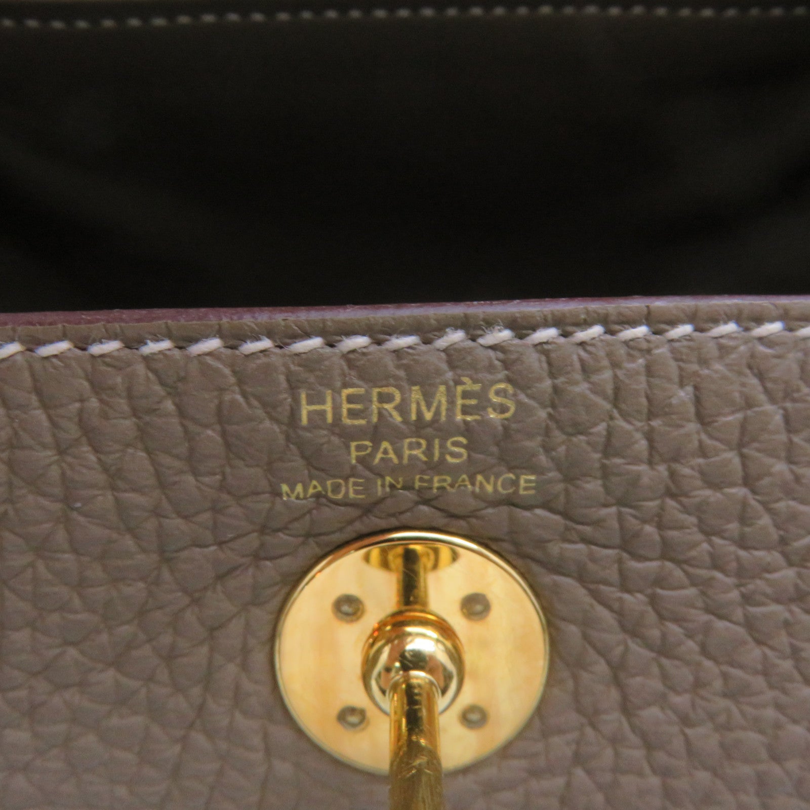 HERMES Clemence皮革Mini Lindy Shoulder Bag金扣肩背袋toupe啡色