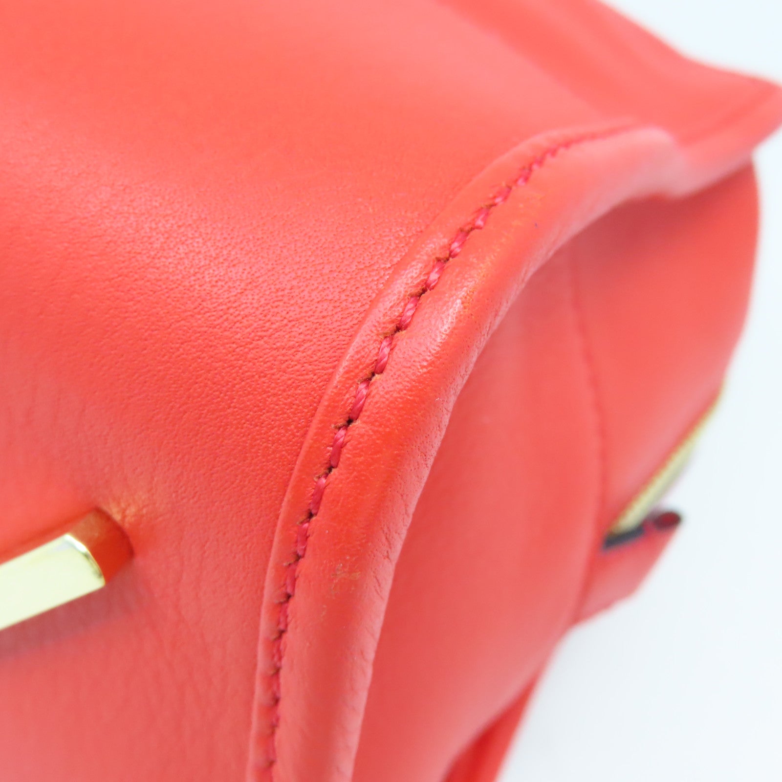 LOEWE cowhide leather Amazona 28 gold buckle handle shoulder bag red