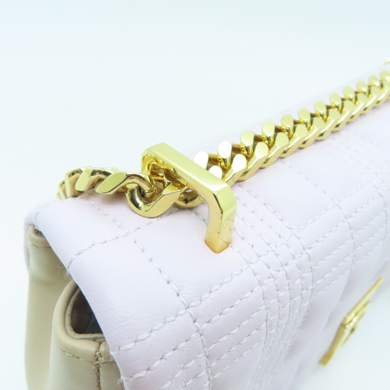 BURBERRY Sheepskin Leather Small Lola Bag Gold Buckle Purple/Beige