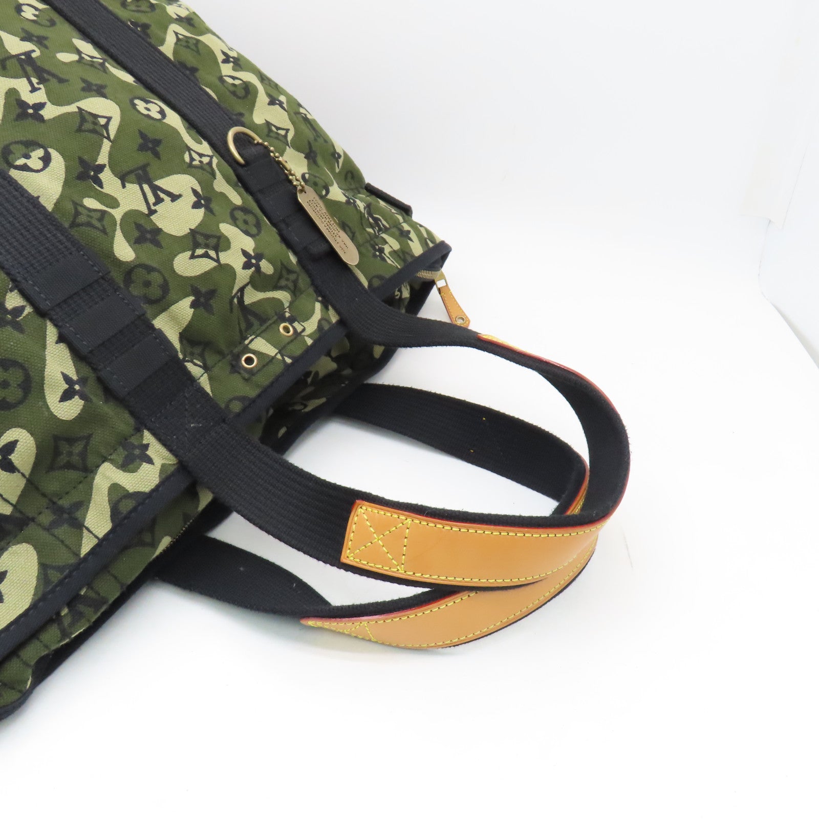 LOUIS VUITTON Monogramouflage Tray金扣肩背袋綠色/米色