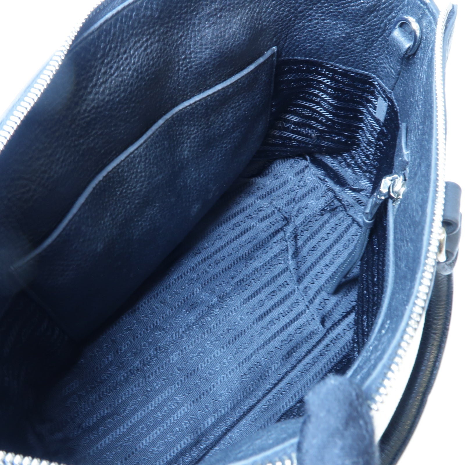 PRADA 牛皮皮革2 Way Shoulder銀扣手挽肩背兩用袋黑色