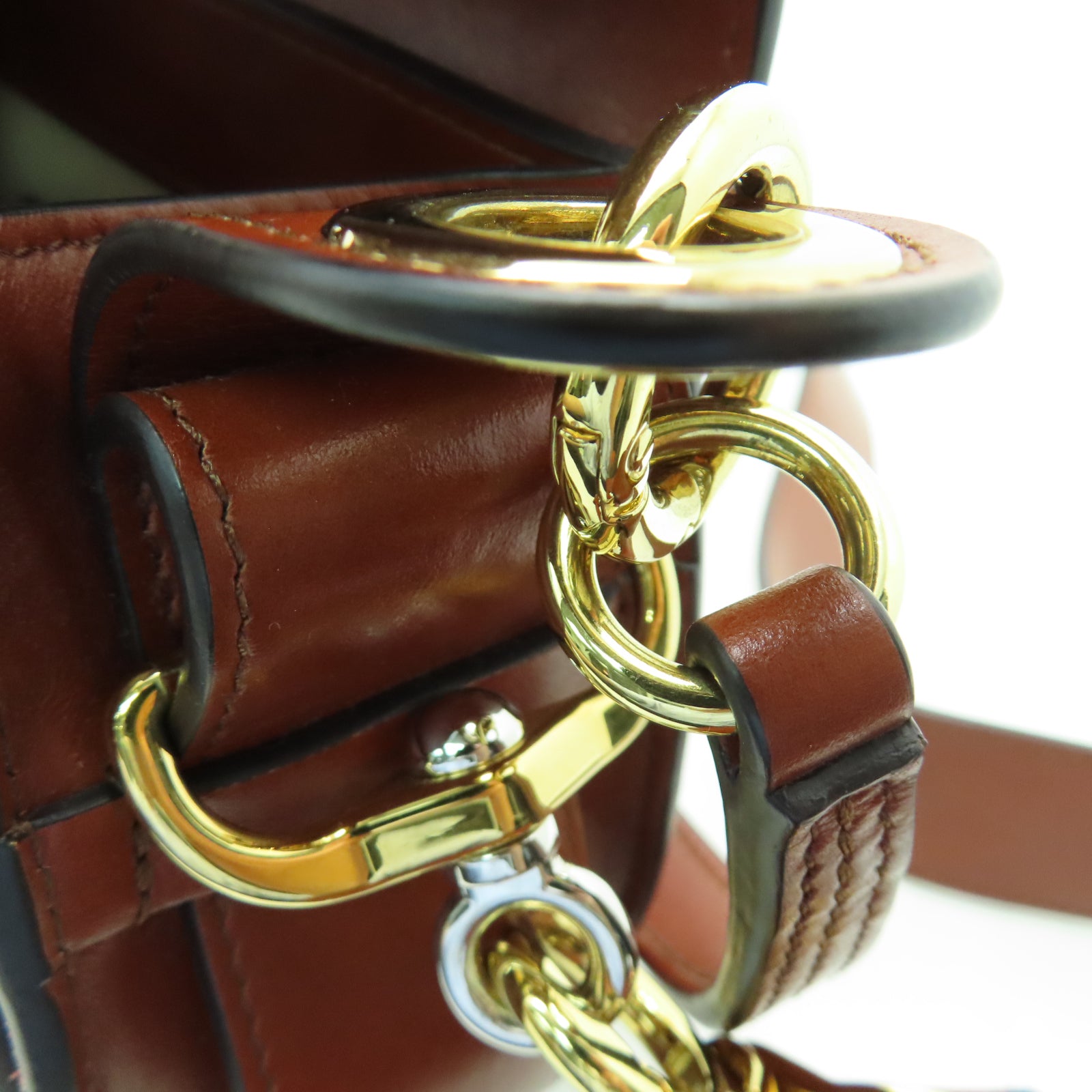 Chloe 牛皮皮革2 Way Shoulder金扣手挽肩背兩用袋棕色