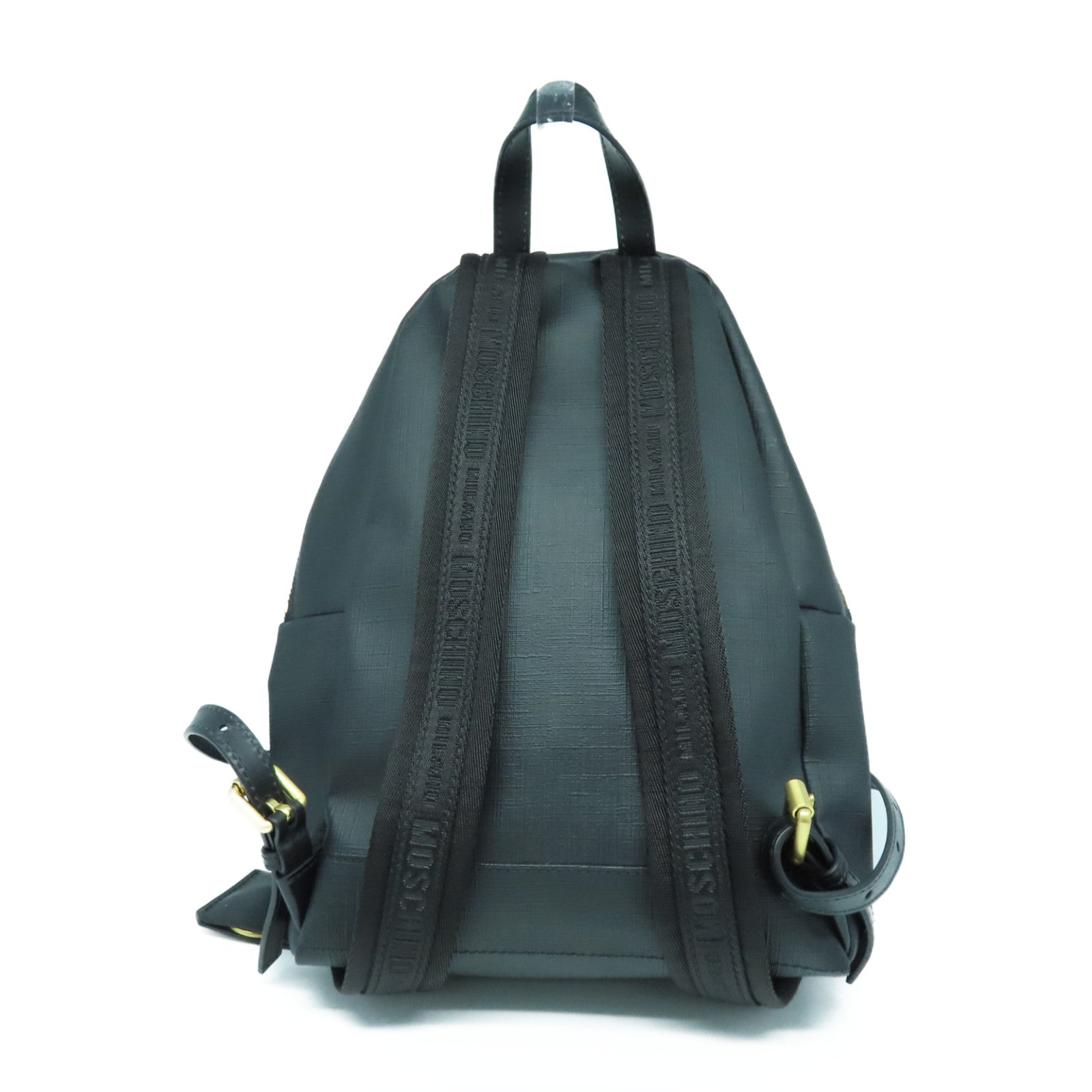 MOSCHINO 涂层帆布Roma Teddy Bear Backpack金扣背包黑色