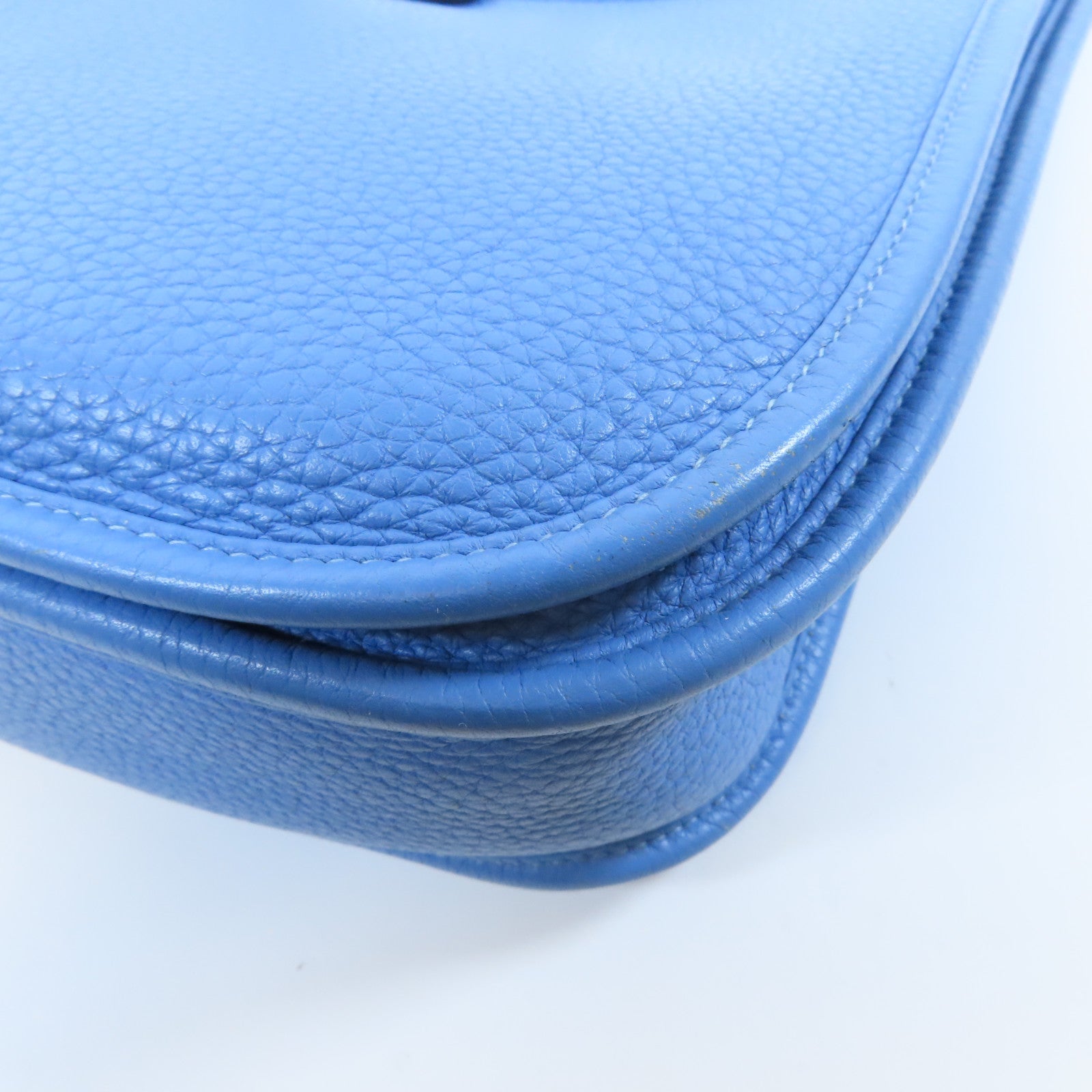 HERMES Clemence皮革Evelyne PM銀扣肩背袋藍色