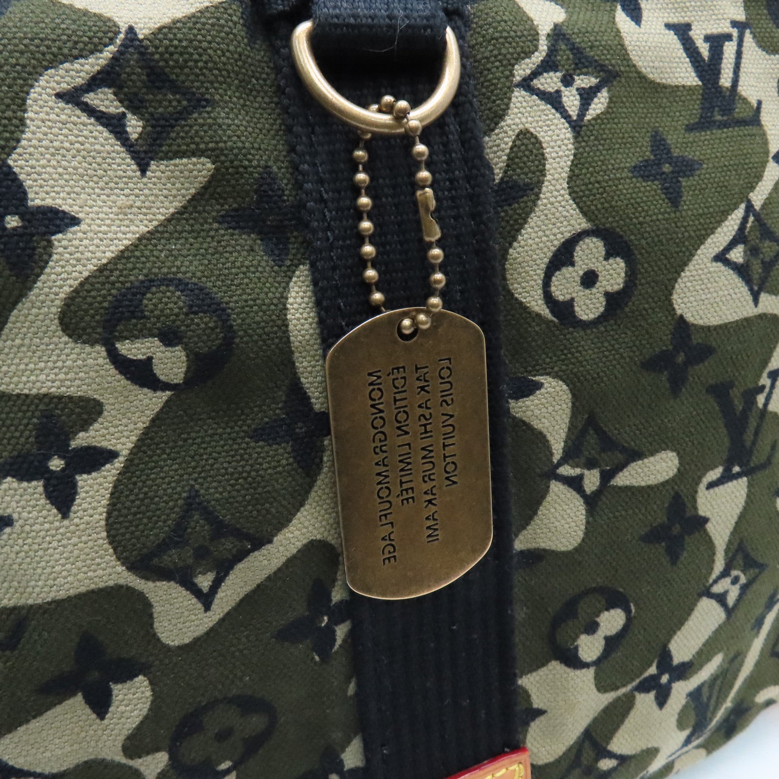 LOUIS VUITTON Monogramouflage Tray金扣肩背袋綠色/米色