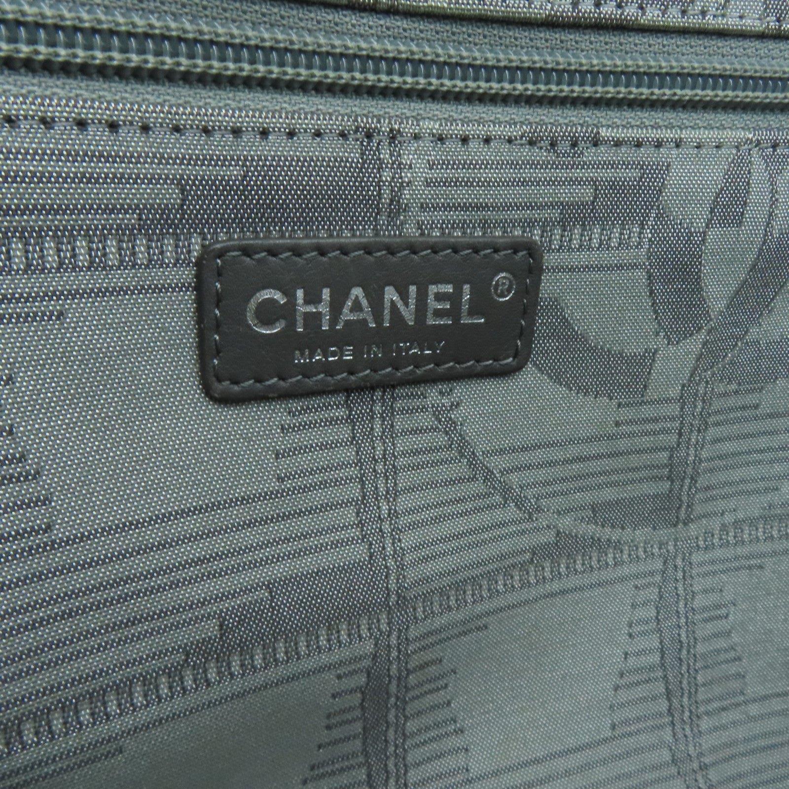 CHANEL Nylon New Travel Line Silver Buckle Hand Bag / Shoulder Bag Gray