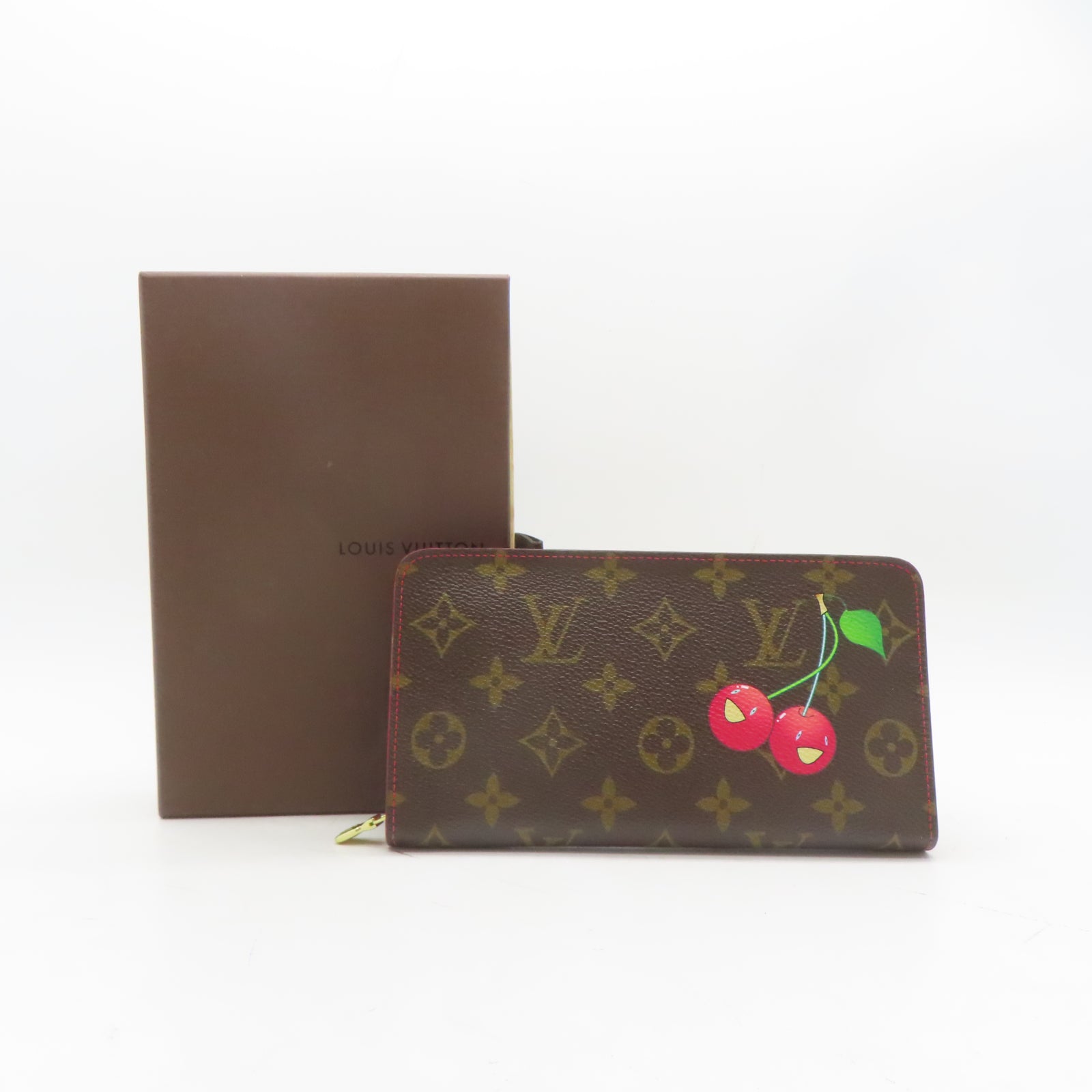 LOUIS VUITTON Monogram Porte Monnaie Zippy Wallet金扣長錢包啡色/紅色