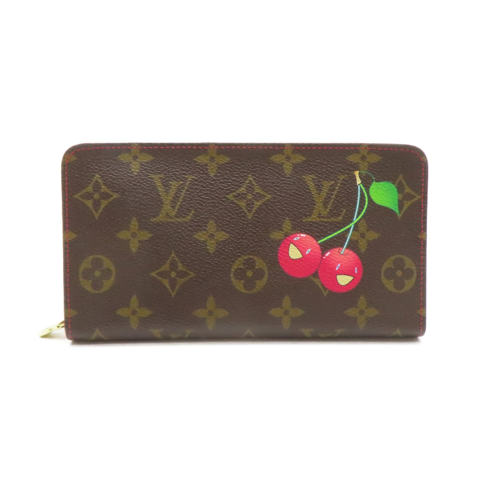 LOUIS VUITTON Monogram Porte Monnaie Zippy Wallet金扣長錢包啡色/紅色