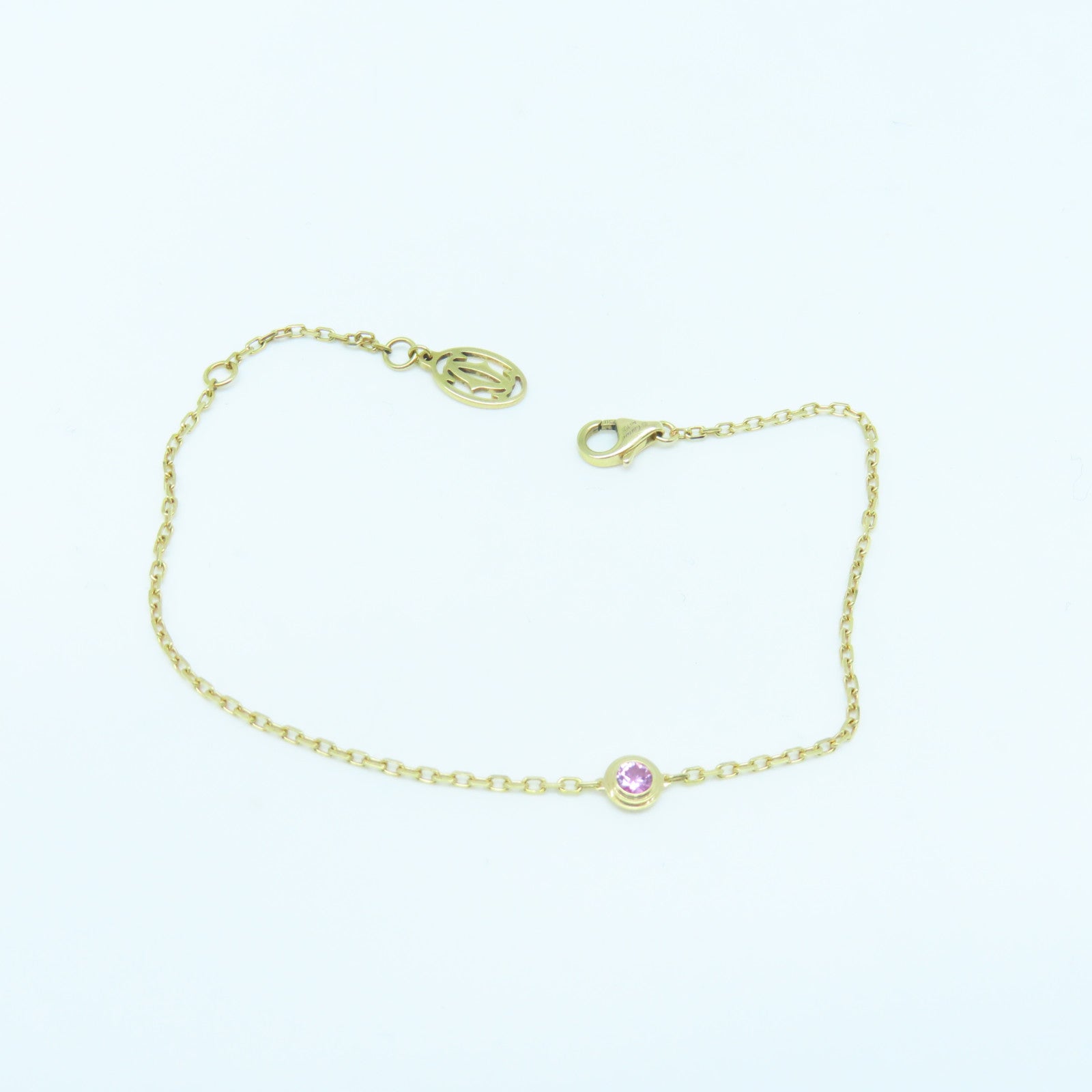 CARTIER 18K Rose Gold Damour Bracelet Pink Sapphire Pink Sapphire Bracelet