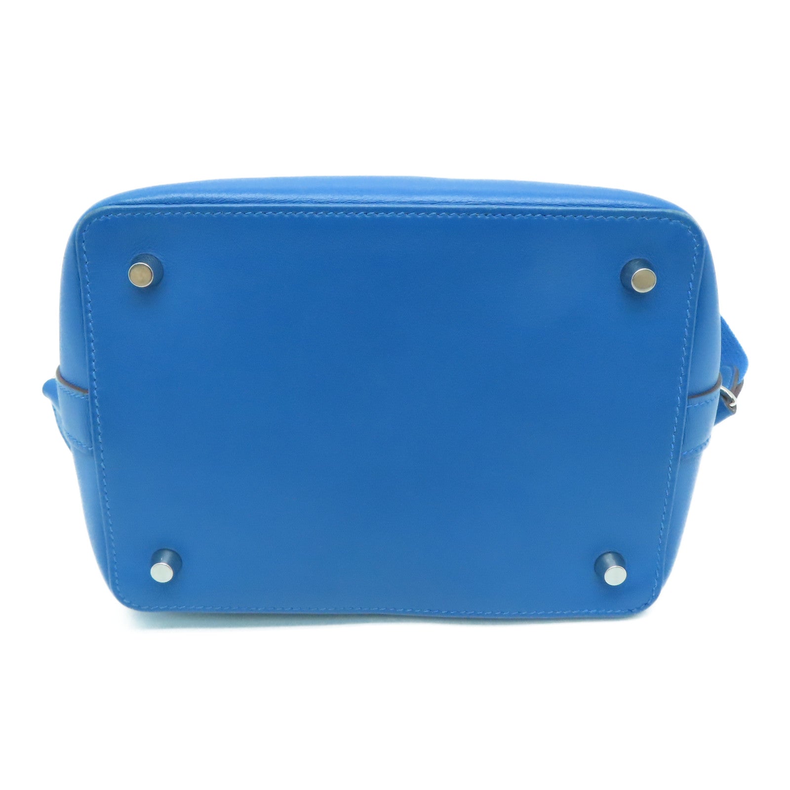 HERMES [Sharp Discount] Swift Leather Toolbox 26 Silver Buckle Handle Shoulder Backpack Duck Blue/Colvert