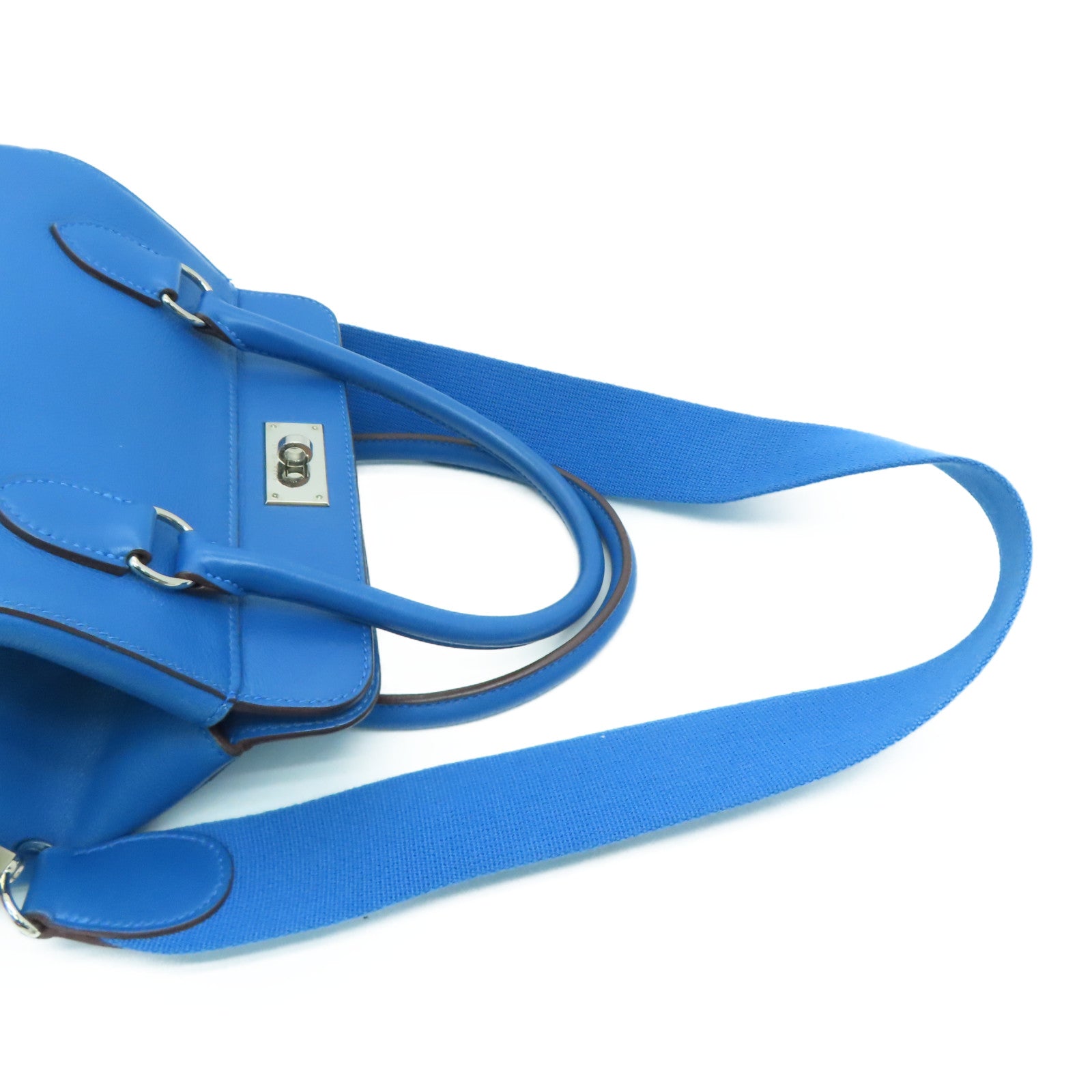 HERMES [Sharp Discount] Swift Leather Toolbox 26 Silver Buckle Handle Shoulder Backpack Duck Blue/Colvert