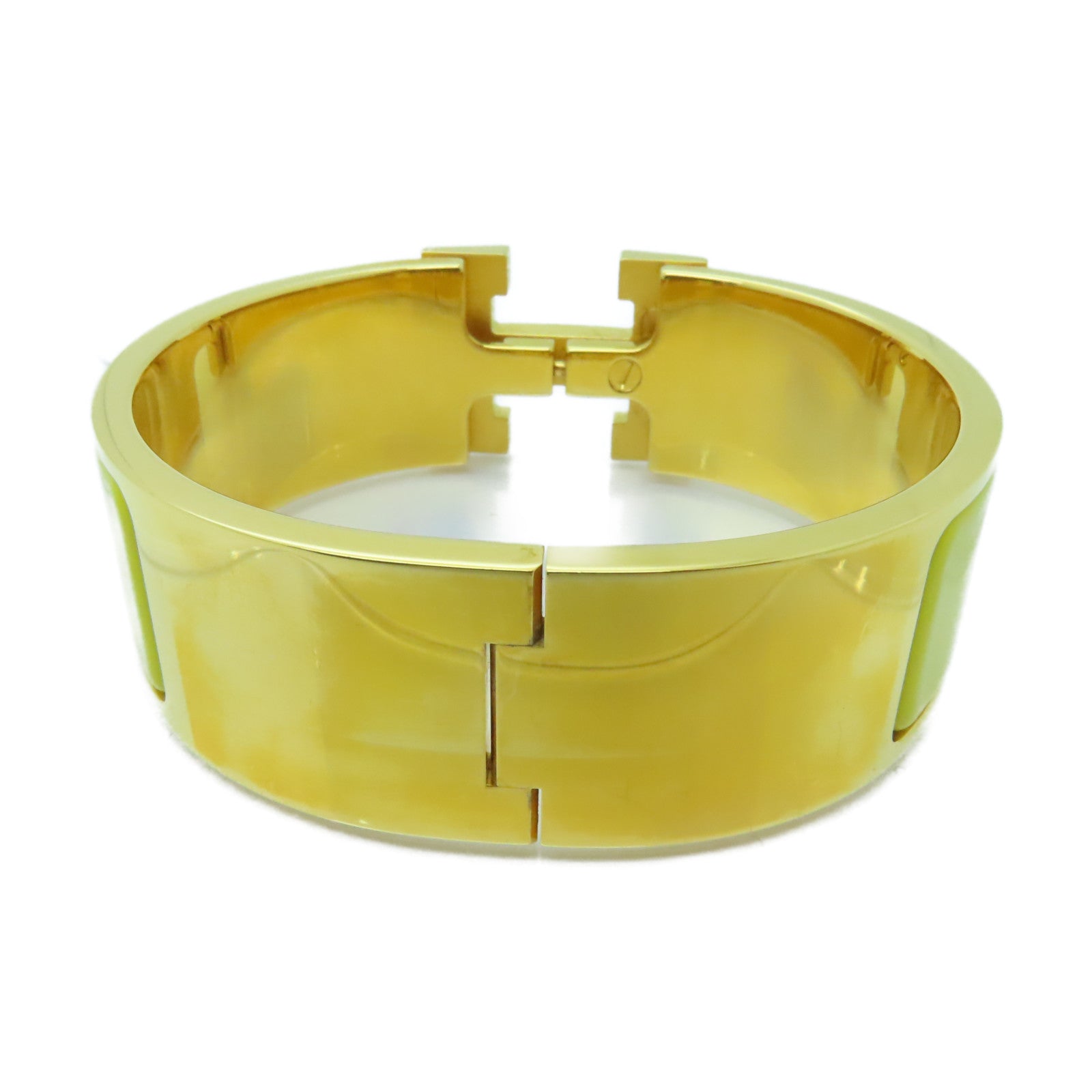 HERMES 金屬Clic-Clac GM金扣手鐲黃色