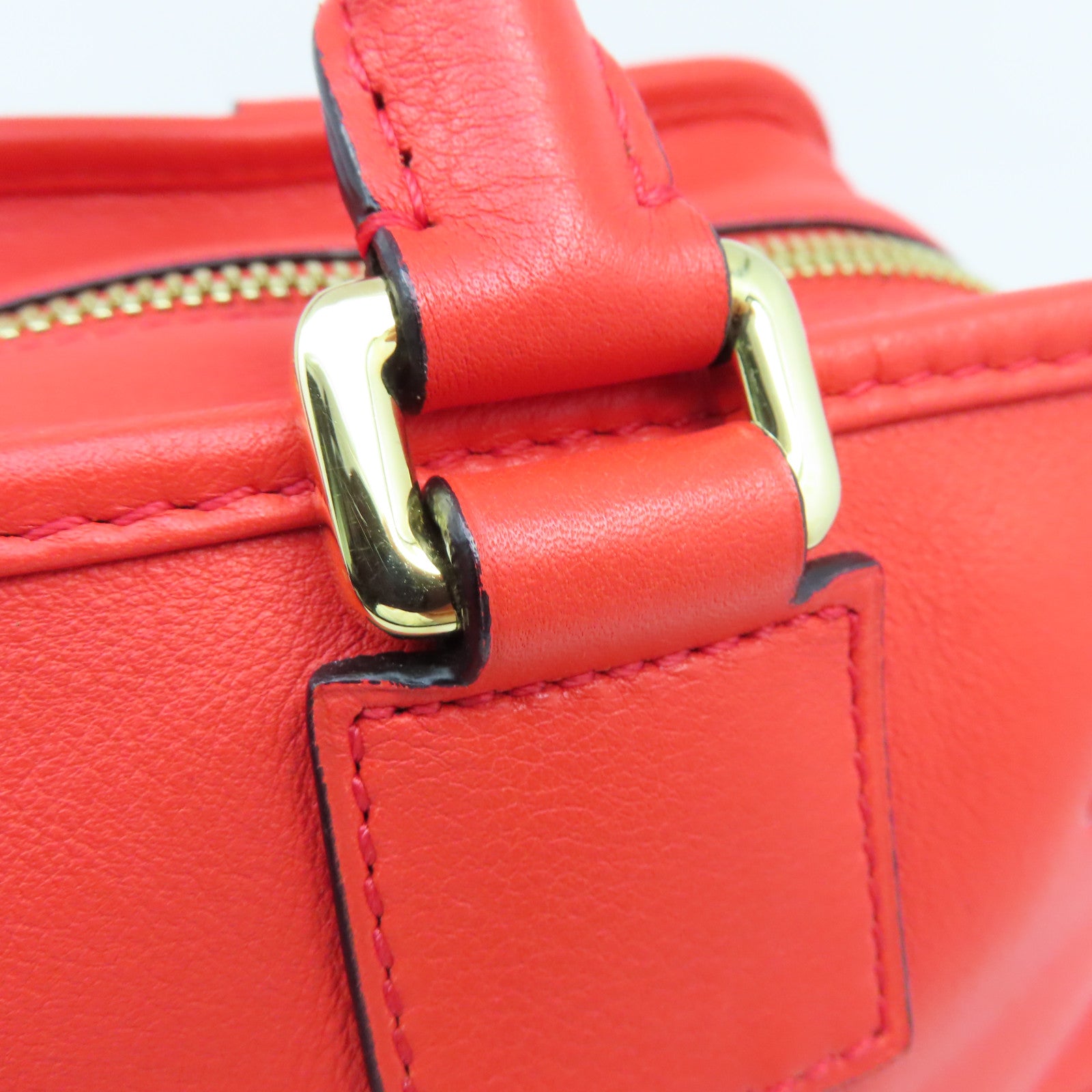 LOEWE cowhide leather Amazona 28 gold buckle handle shoulder bag red
