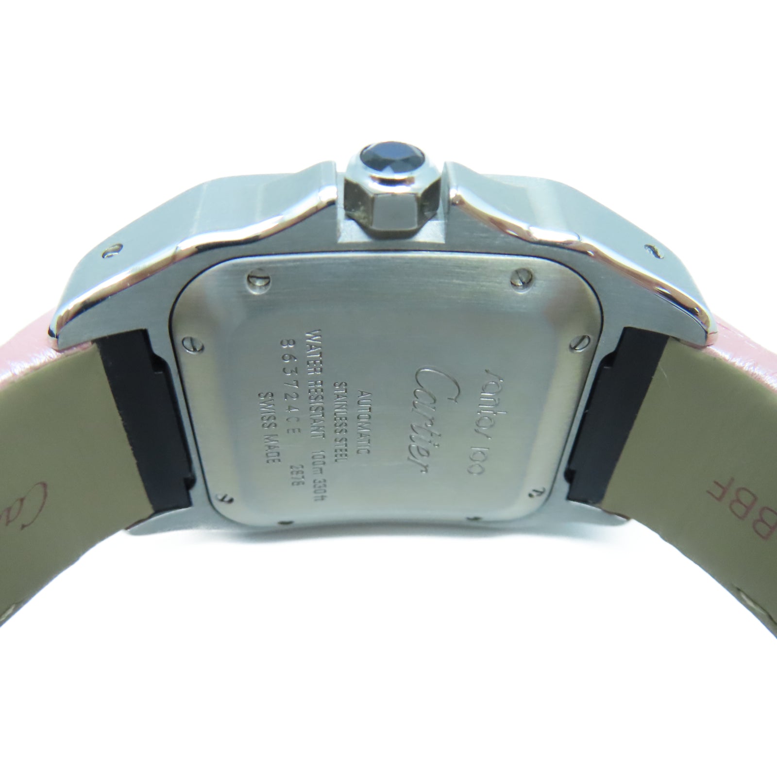 CARTIER Santos 100 33mm不鏽鋼/皮革手錶自動機芯白色