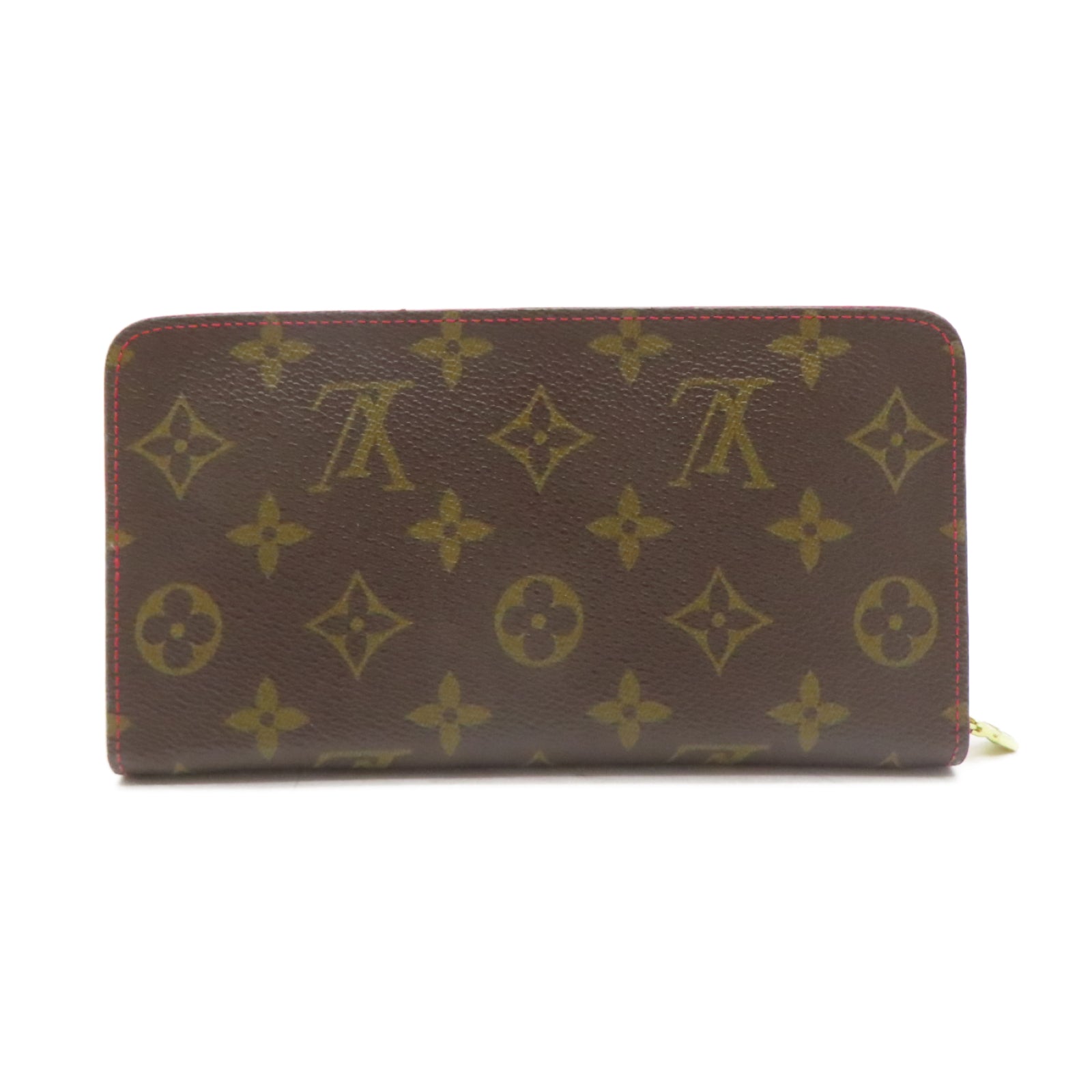 LOUIS VUITTON Monogram Porte Monnaie Zippy Wallet金扣長錢包啡色/紅色