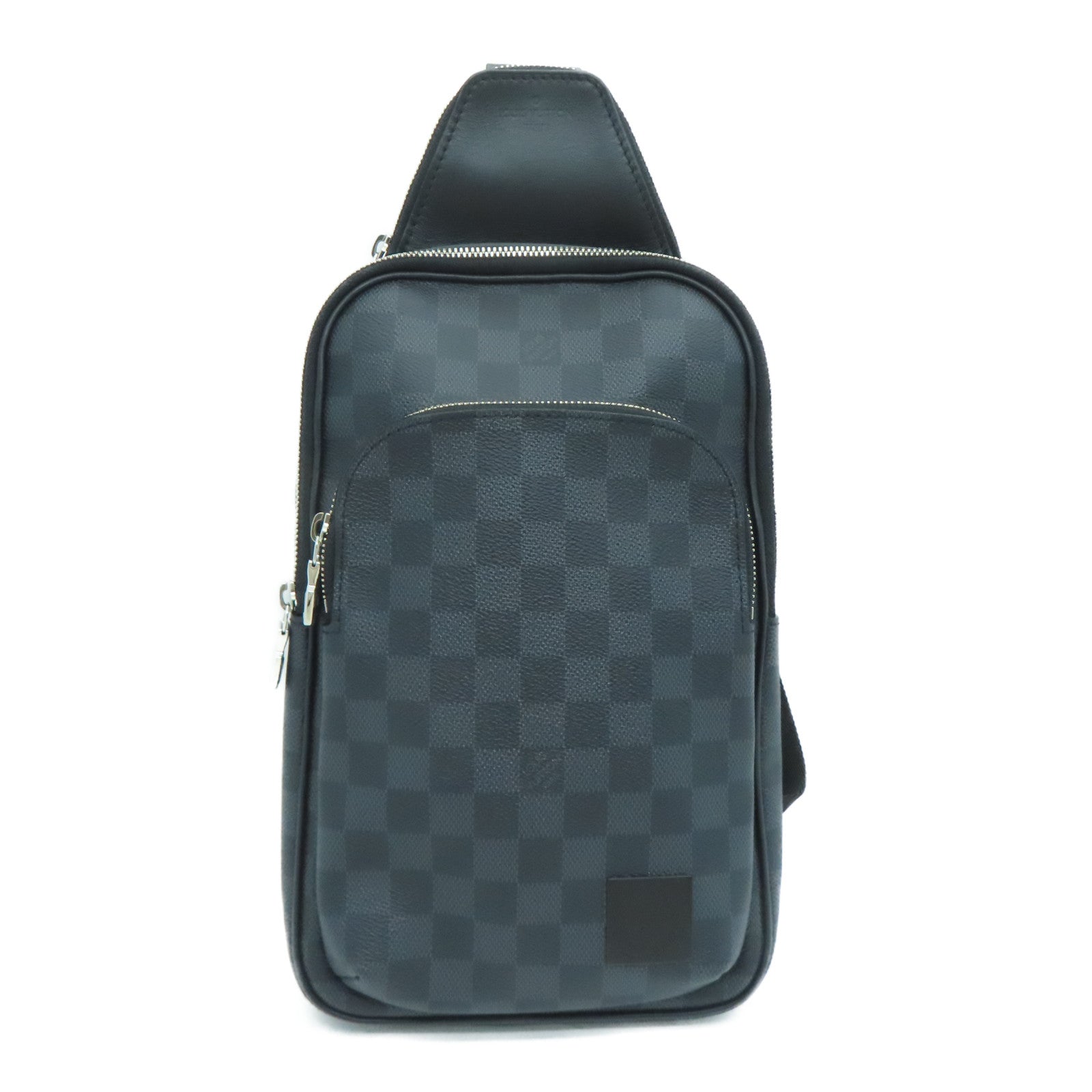 LOUIS VUITTON Damier Avenue Shoulder Bag银扣肩背袋黑色