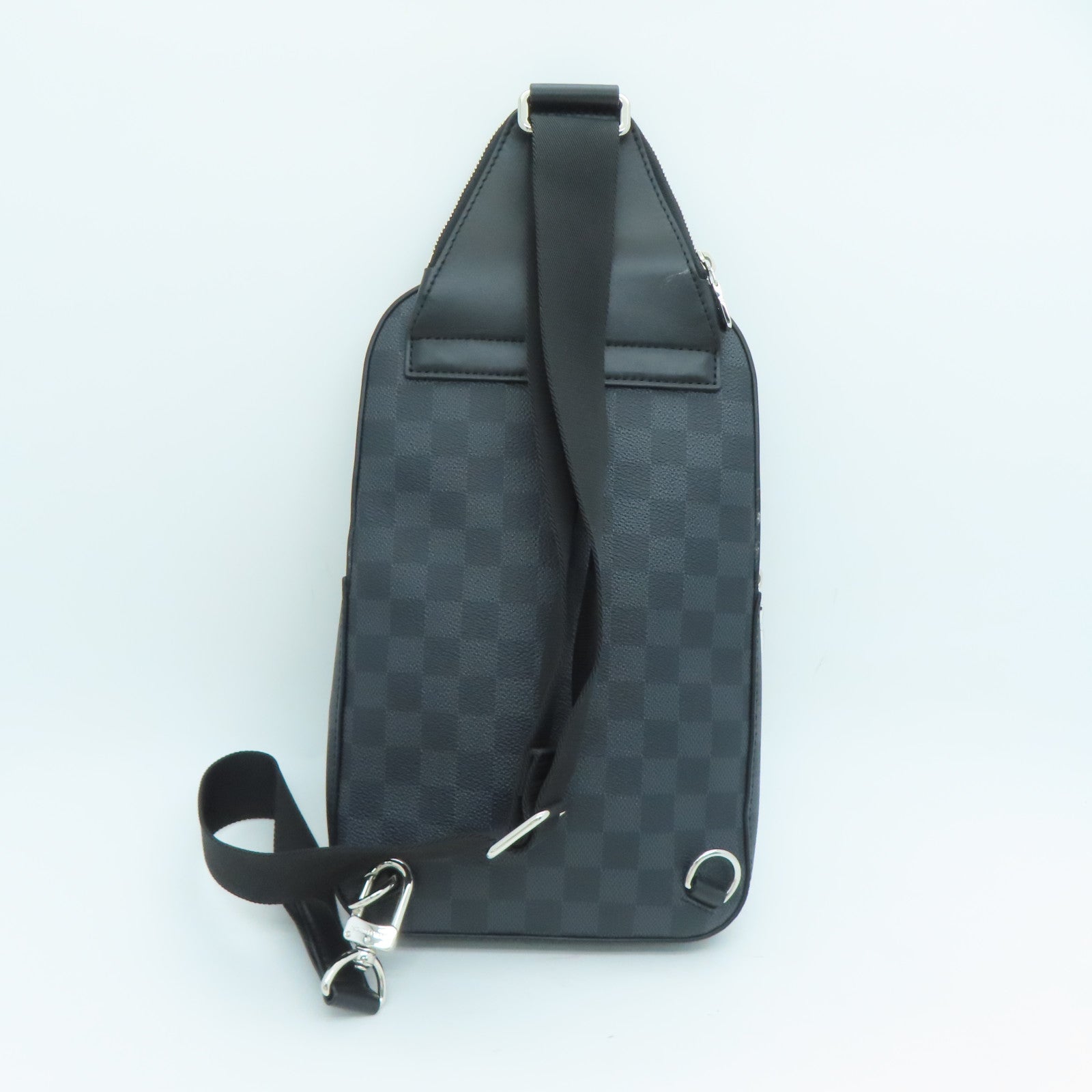 LOUIS VUITTON Damier Avenue Shoulder Bag银扣肩背袋黑色
